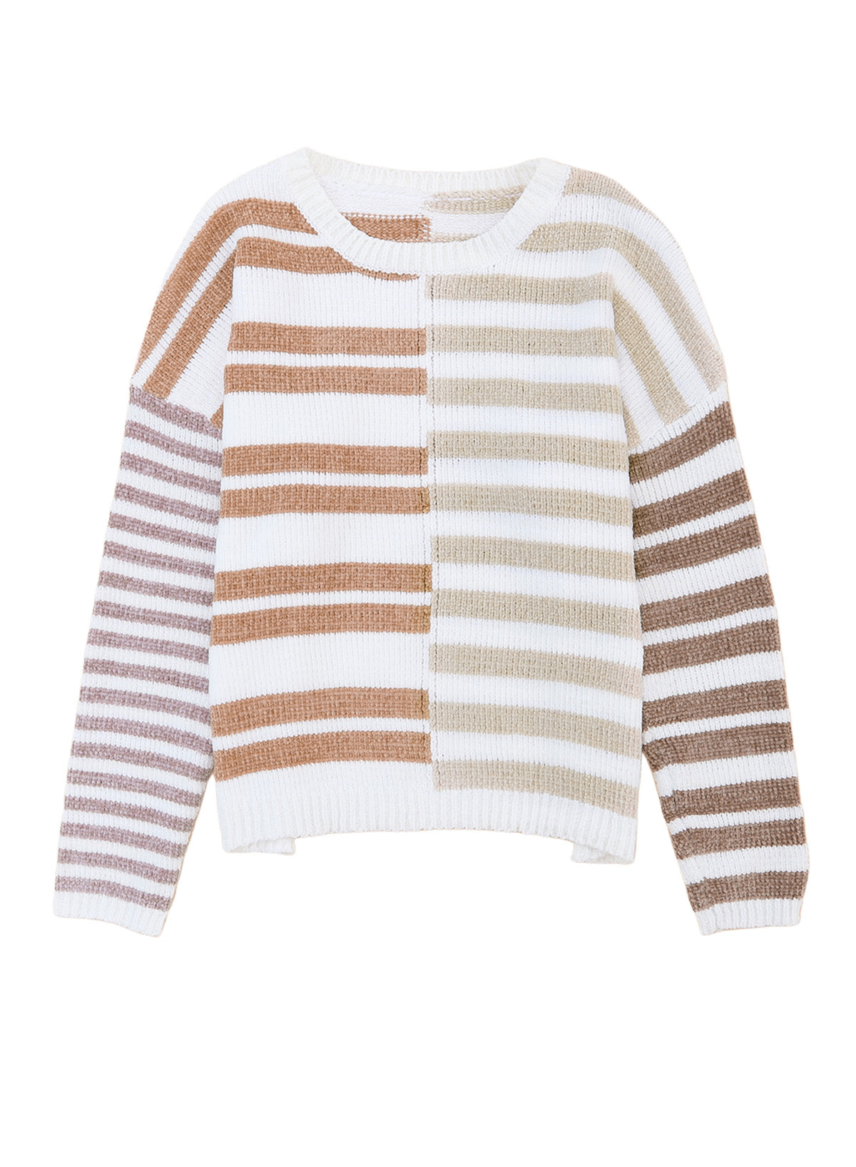 Women's Stripe Slouchy Blocked Dropped-Shoulder Sweater