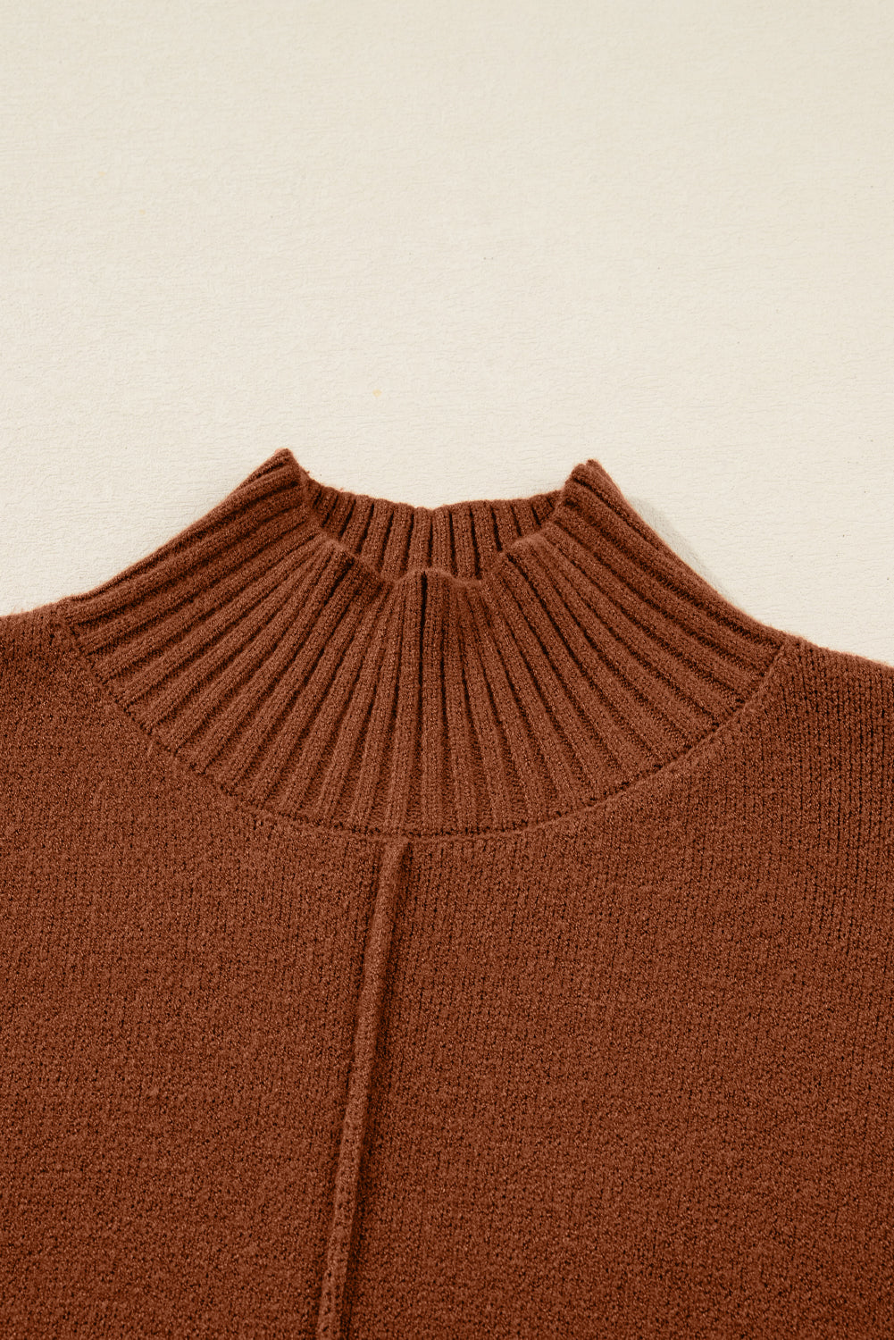 Neck Rib-Knit High Front Pockets Center Seam Shift Knit Top Dress