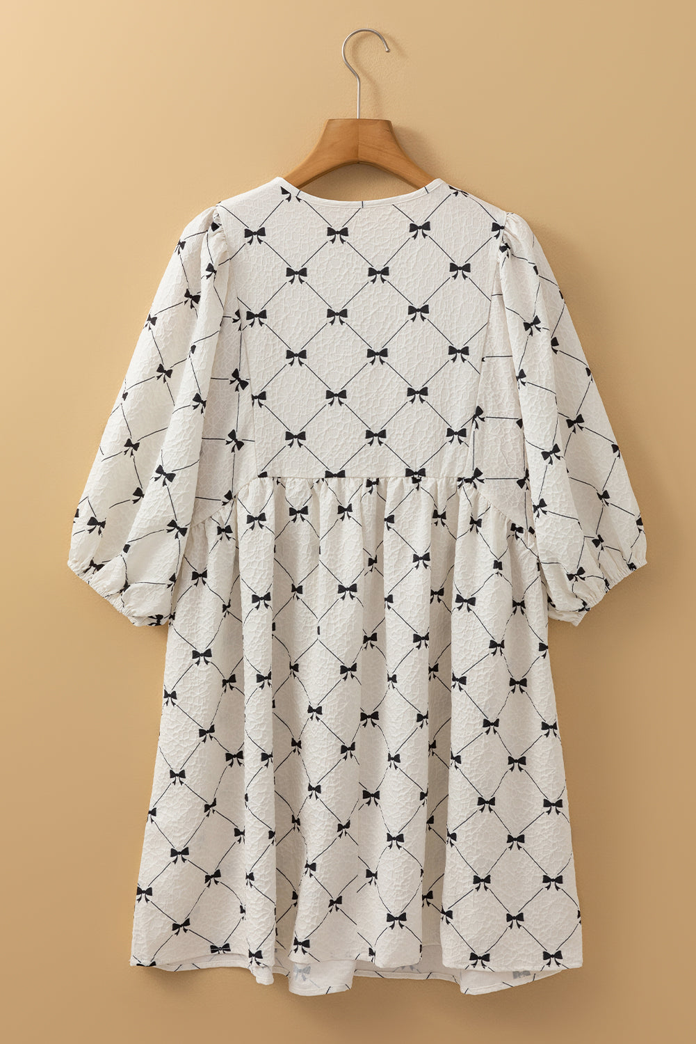 Bowtie Puff Half Sleeve Loose Mini Dress