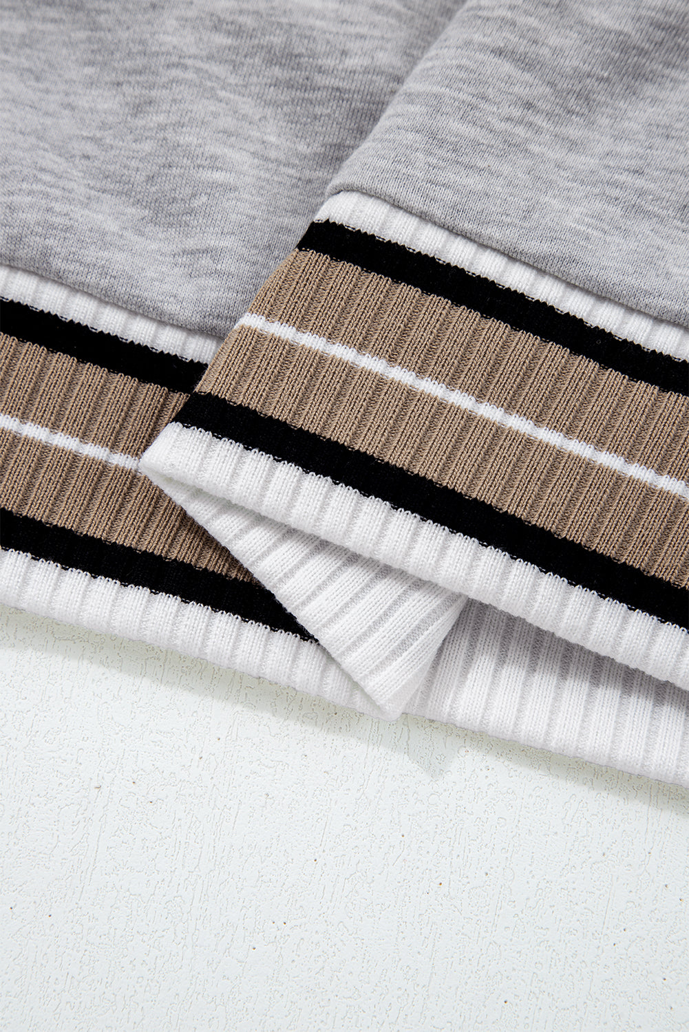 Varsity Trim Contrast Striped V-Neck Sweatshirt