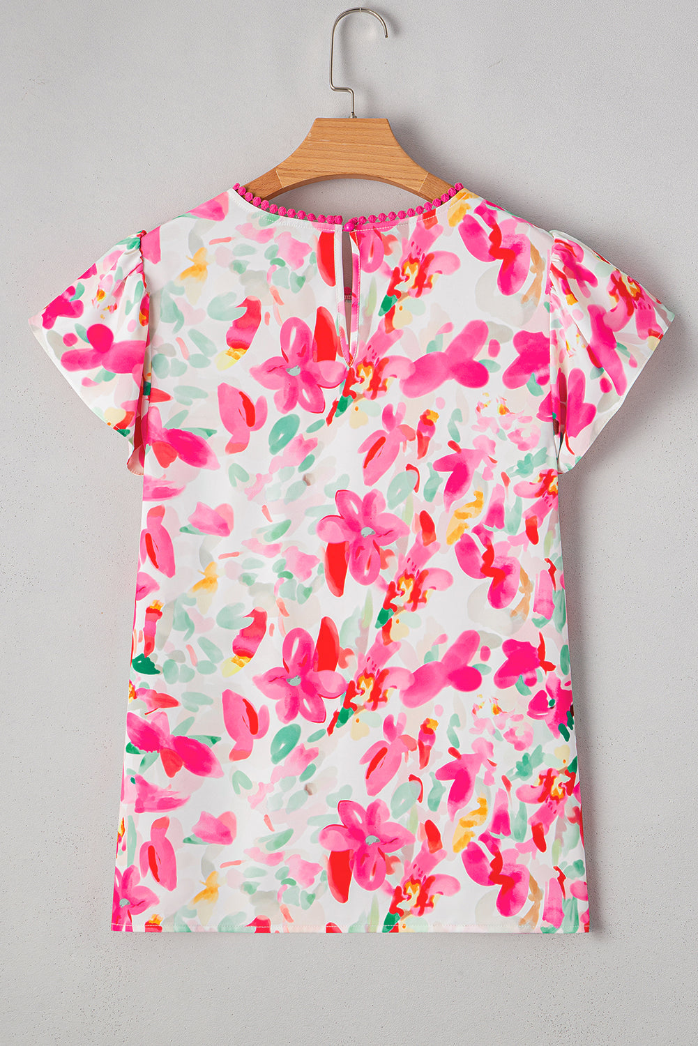 Floral Print Flutter Sleeve Casual Blouse