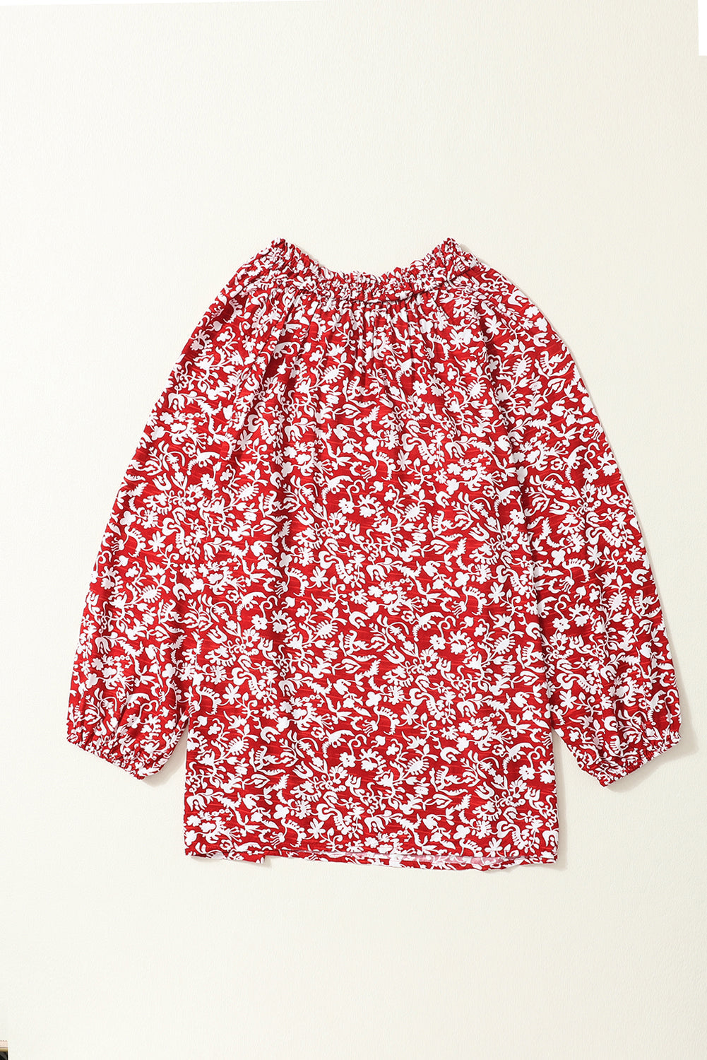 Blouse for Women Shirred Tie Neck Floral-Print Print