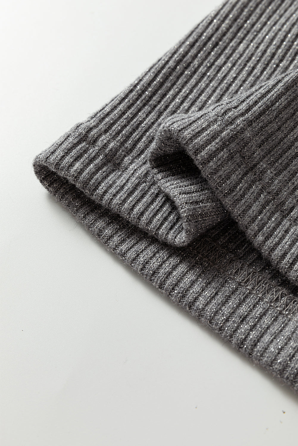 Knit Button Rib-Knit Button Down Slim Cardigan in Sleet