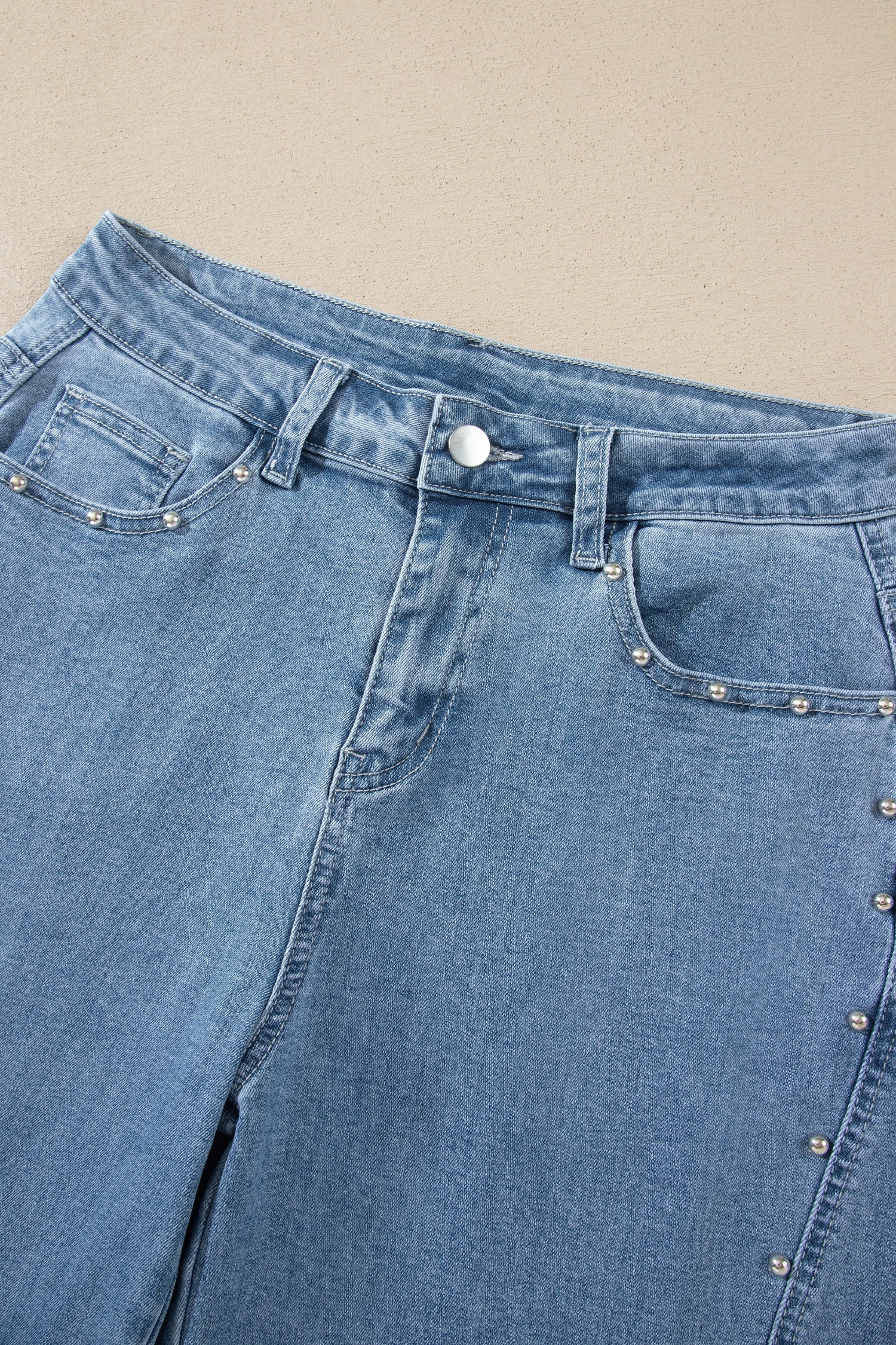 Dusk Blue Side Seam Rivet Detail Ankle Length Everyday Jeans