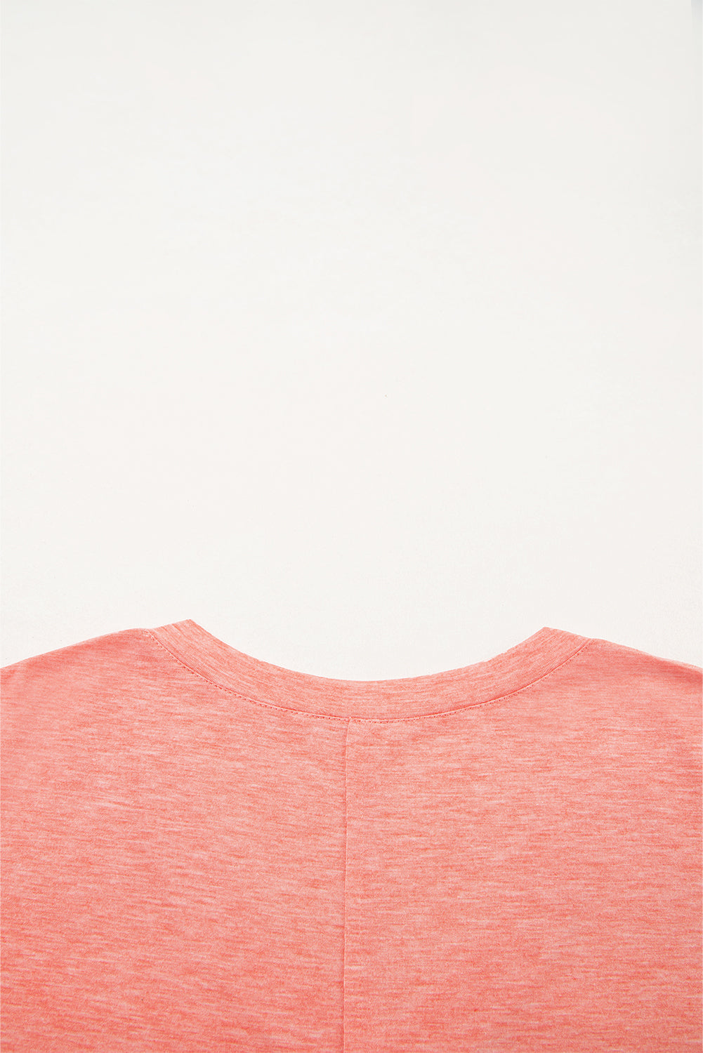 Floral Patchwork V-Neck Long-Sleeved T Shirt