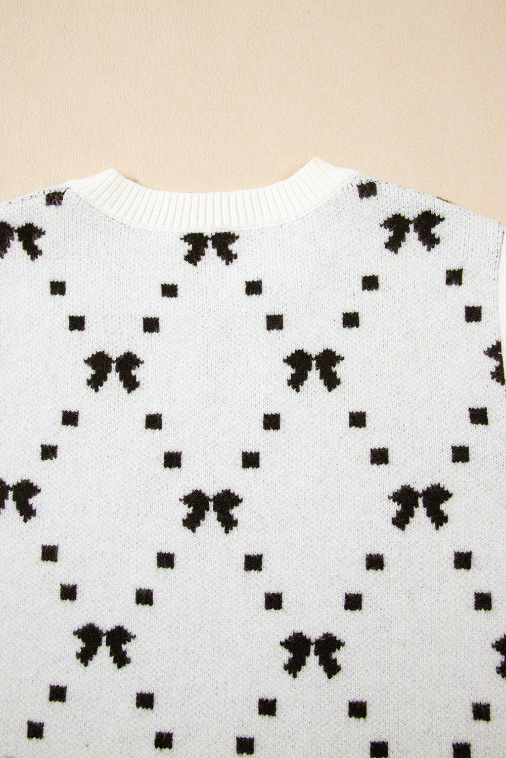 Bow Pattern Buttoned Side Cropped Sweater Vest