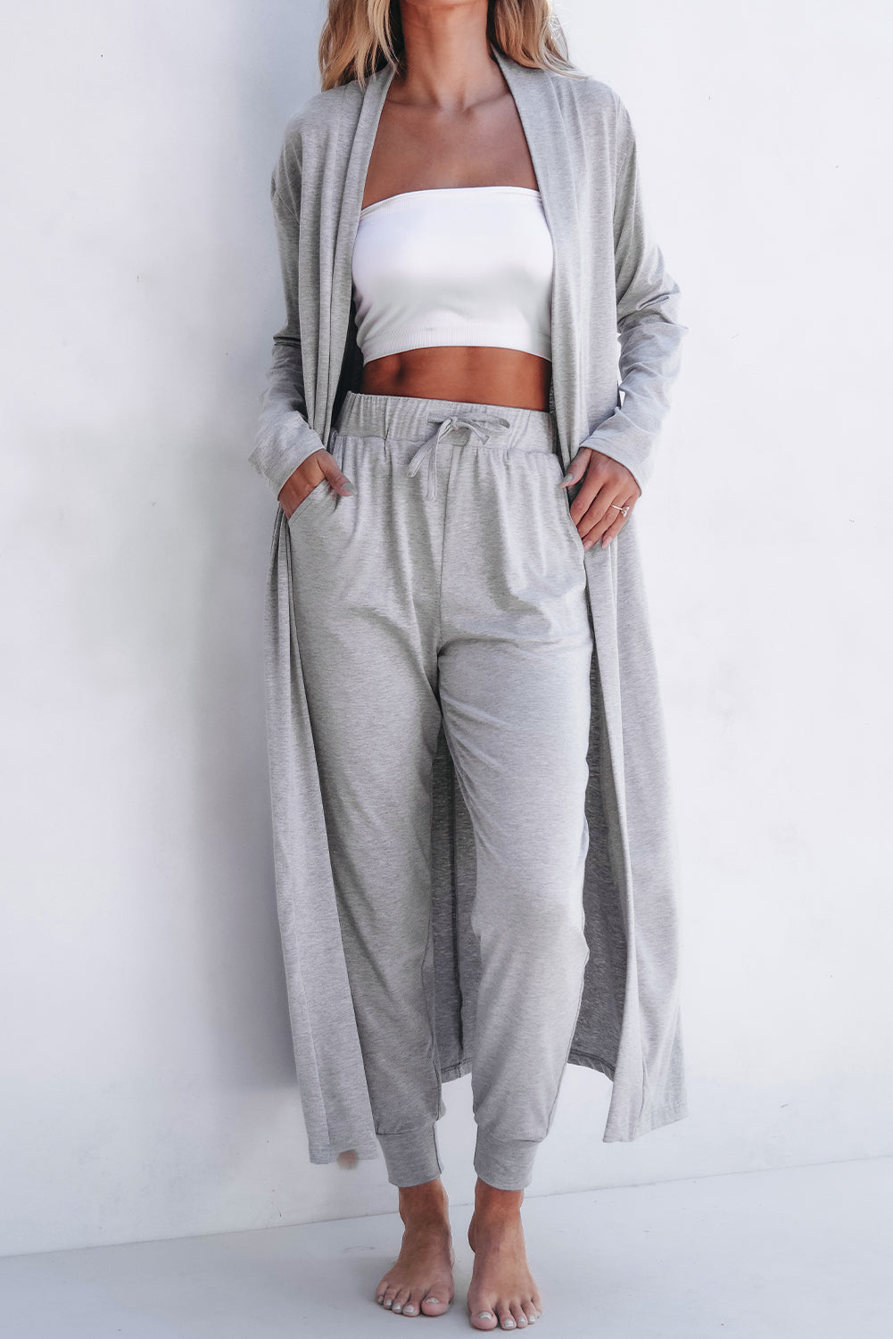 Cardigan Split Long and Skinny Pants Lounge Set