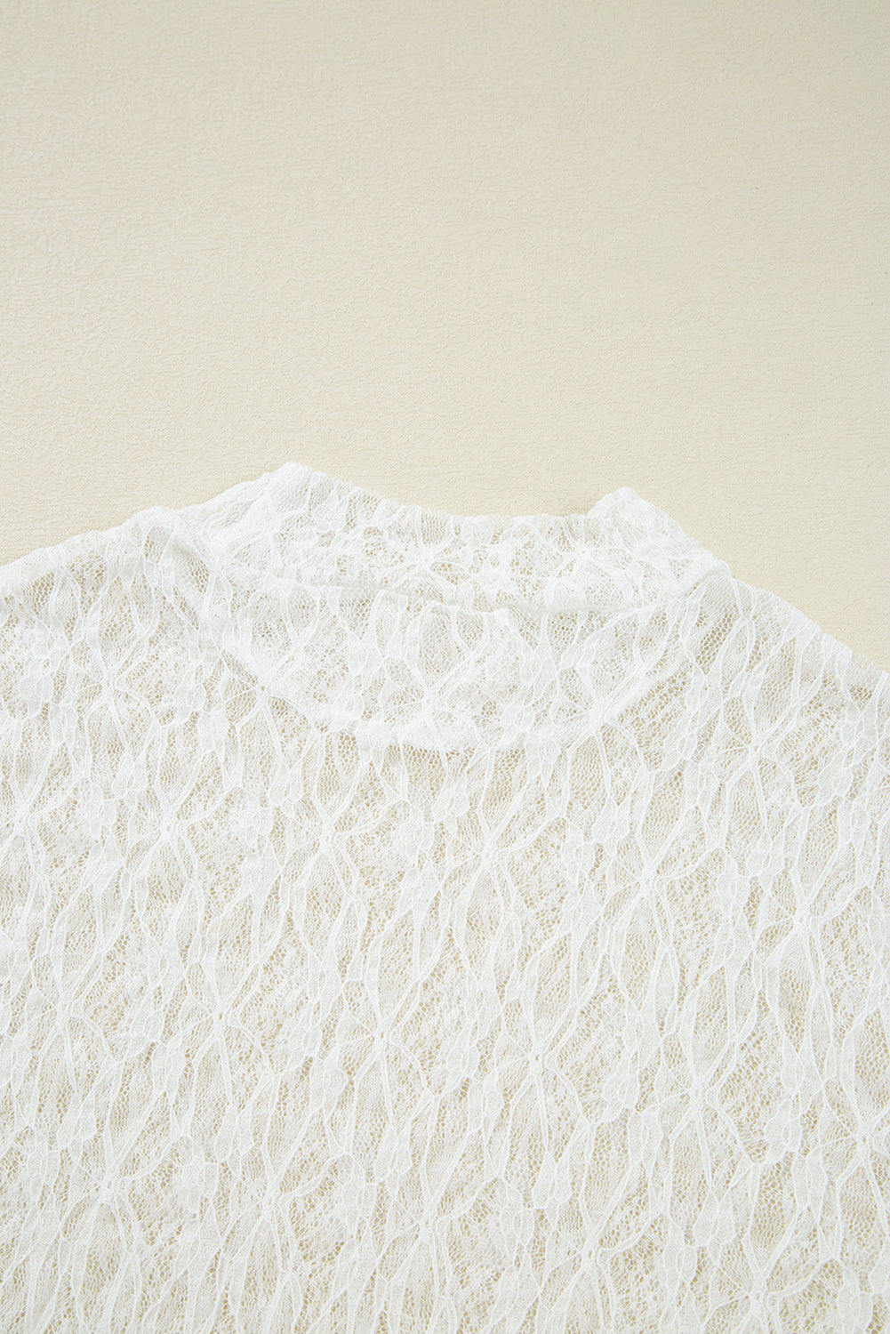 Bell Sheer Lace Sleeve Mock-Neck Blouse