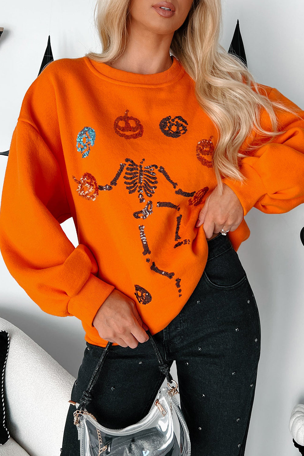 Dancing Critters Sequin Halloween Crewneck Sweatshirt