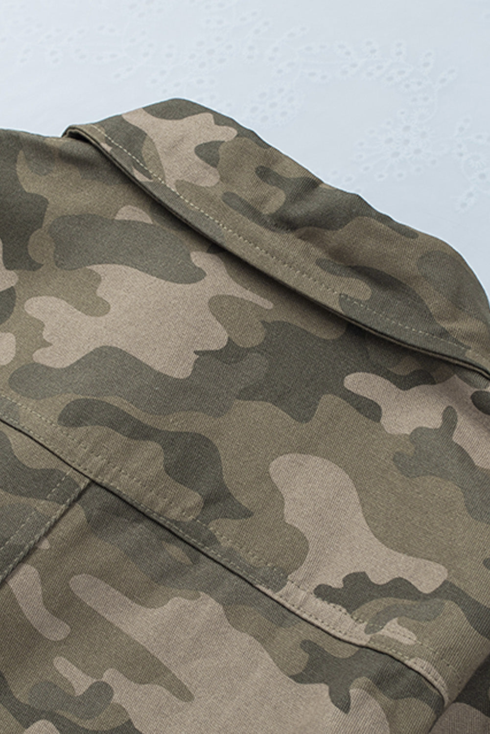 Women's Camouflage-Print Green Multi Pockets Button-Front Jacket
