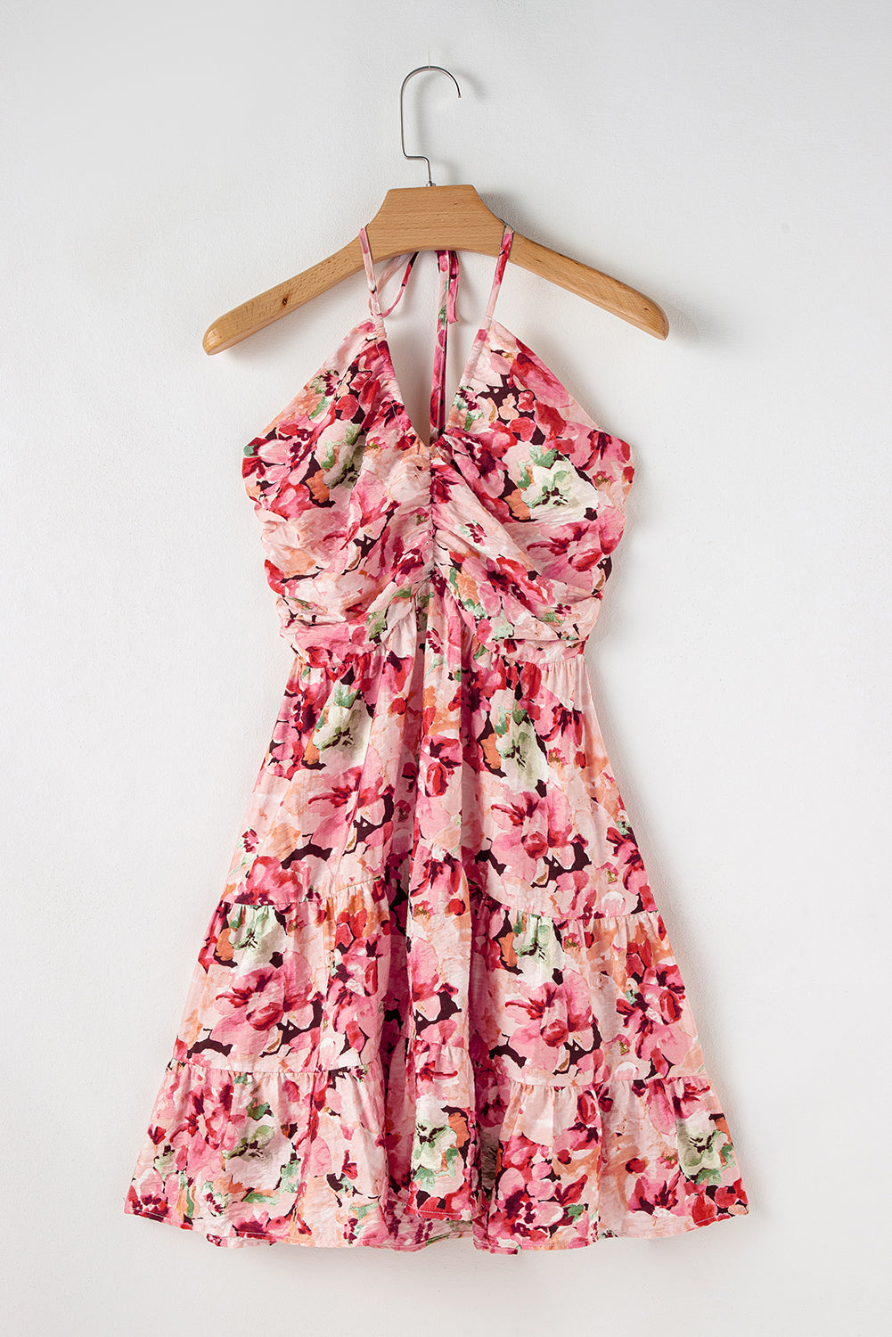 Floral Sleeveless Halter Neck Mini Dress