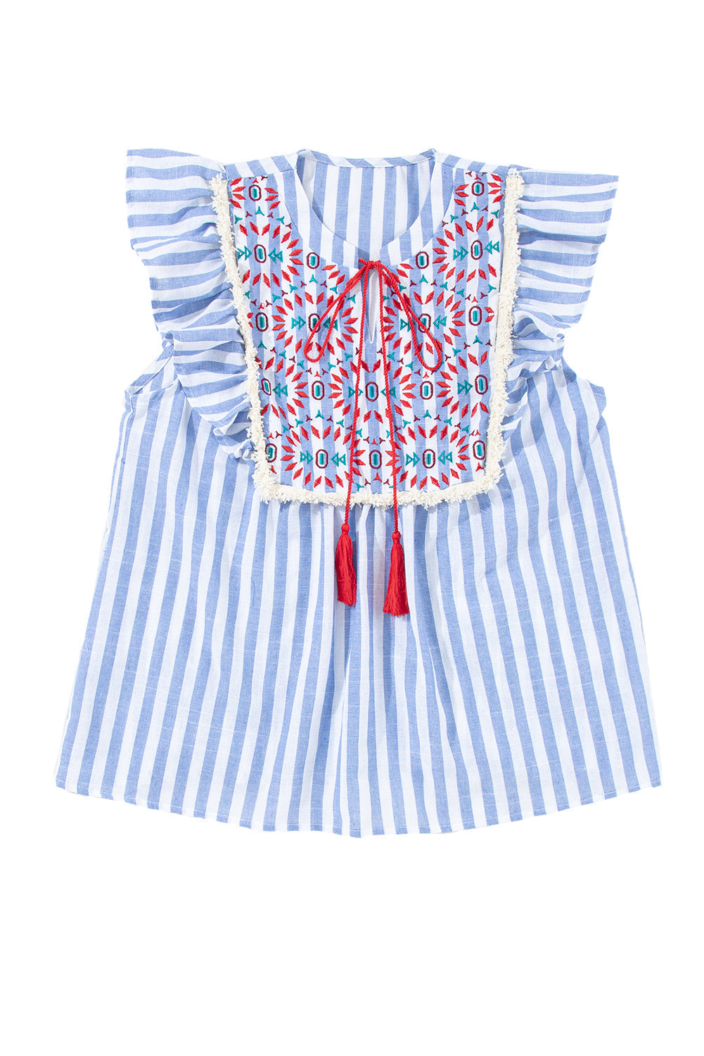 Blouse for Women Embroidered Tassel Flutter