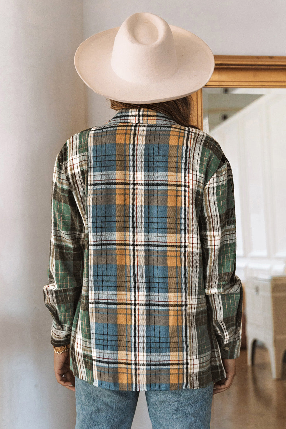 Shacket for Women Chest-Pocket Detail Button Up Plaid