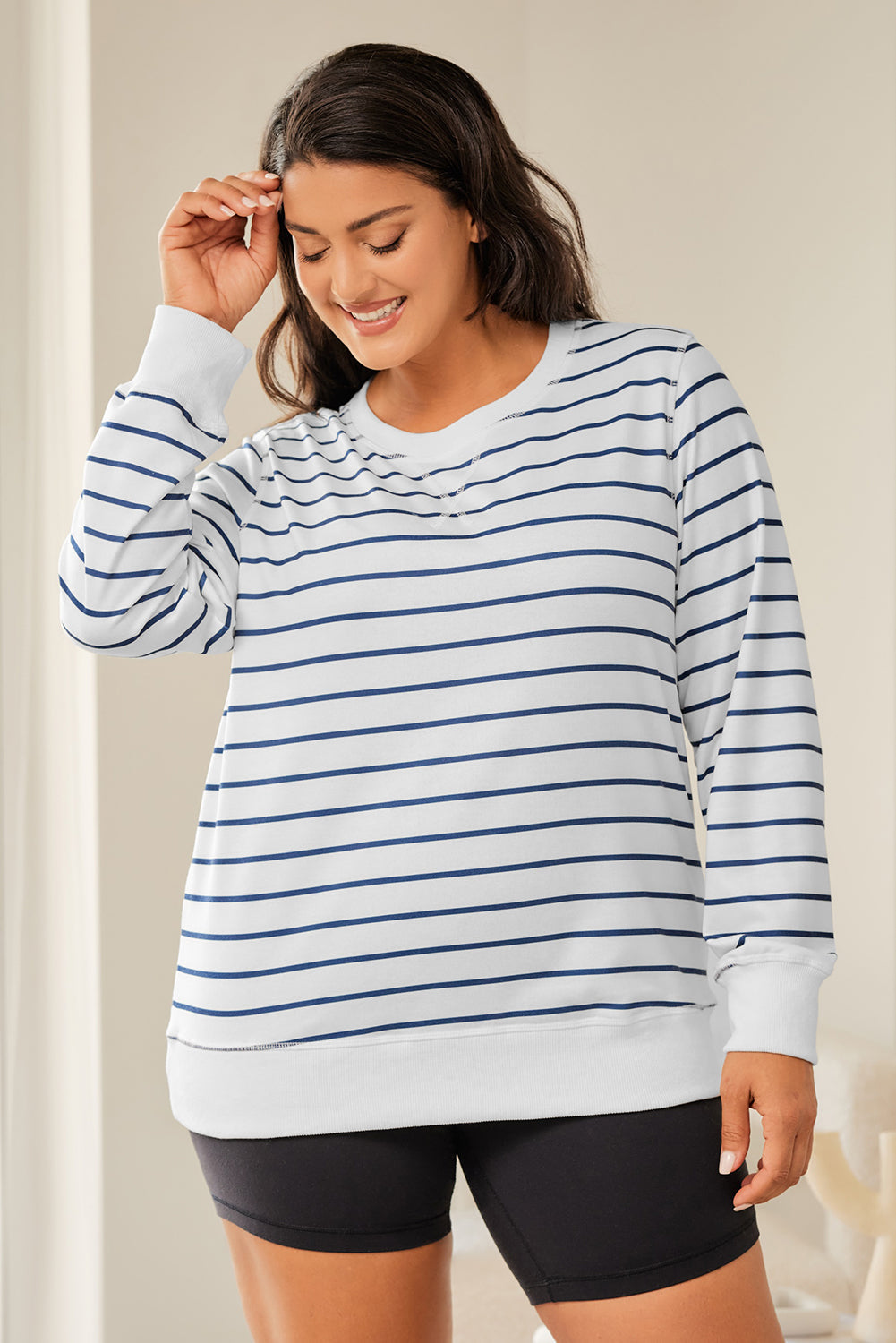 Women's Printed Plus SIze Long-Sleeve Top