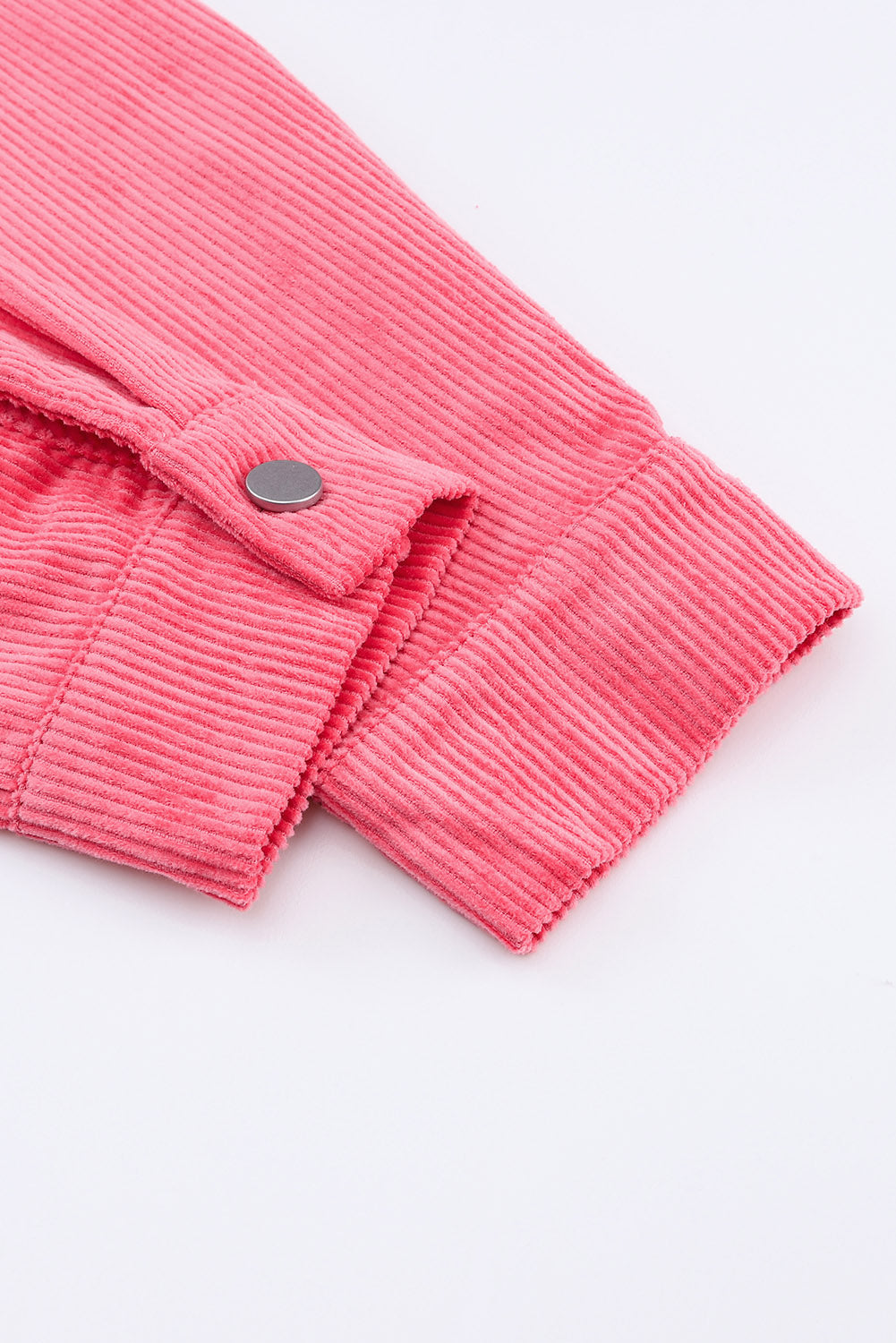 Women's Jacket with Flap Pocket Pink Cord Button-Front