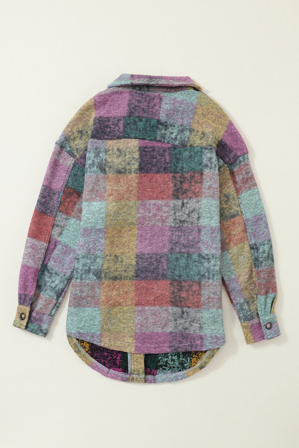 Women's Shacket Featuring Oversize Brushed Plaid Pocket-Detail