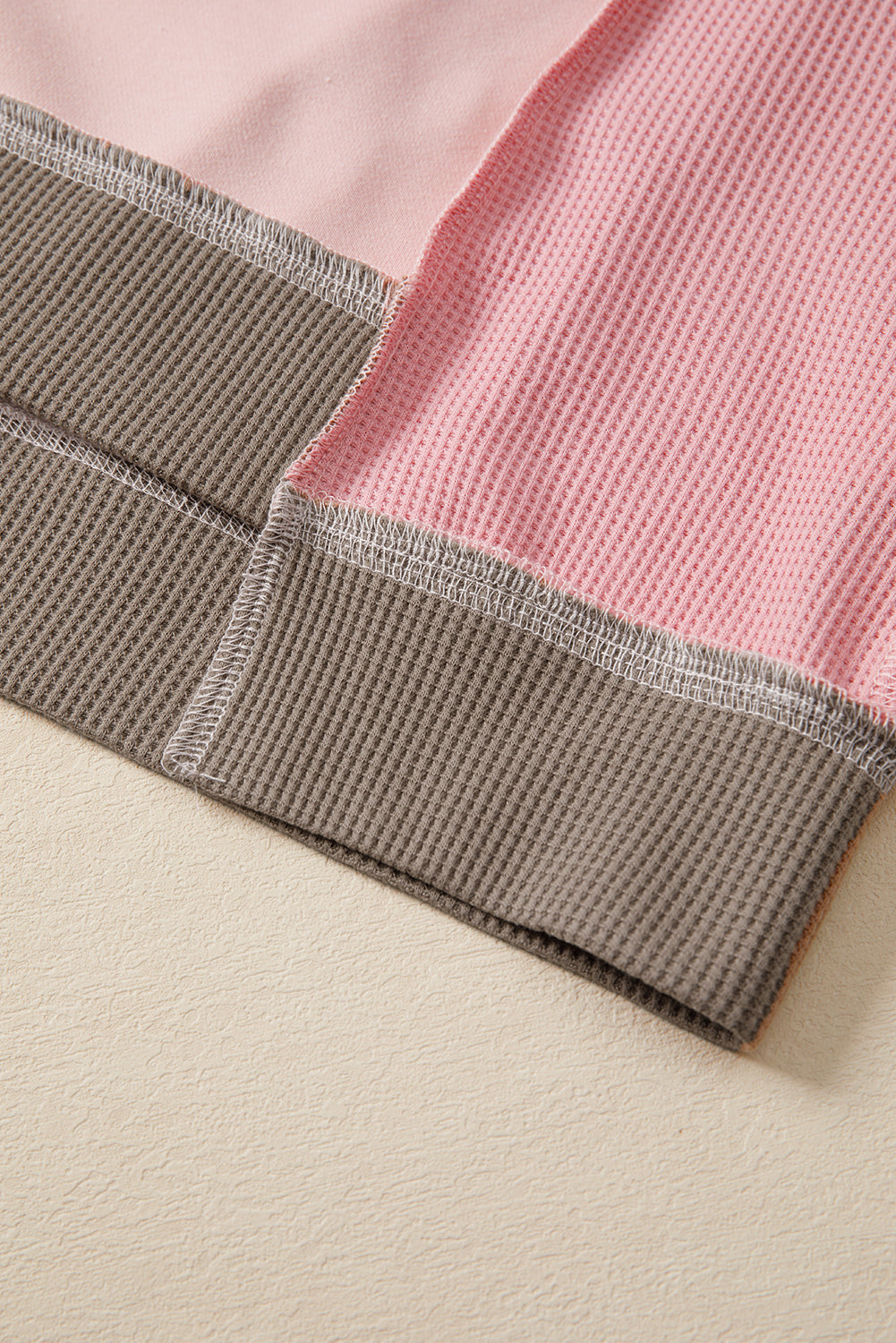 Colorblock Waffle Mix Texture Patchwork Oversize Sweatshirt