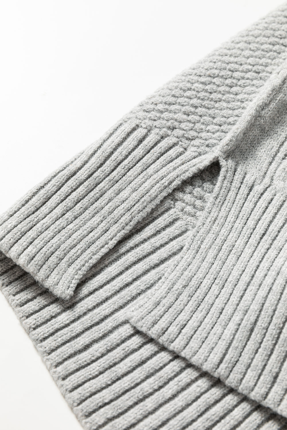 Knit High Cable Quarter Zip Rib-Knit Trim Loose Knit Top Dress