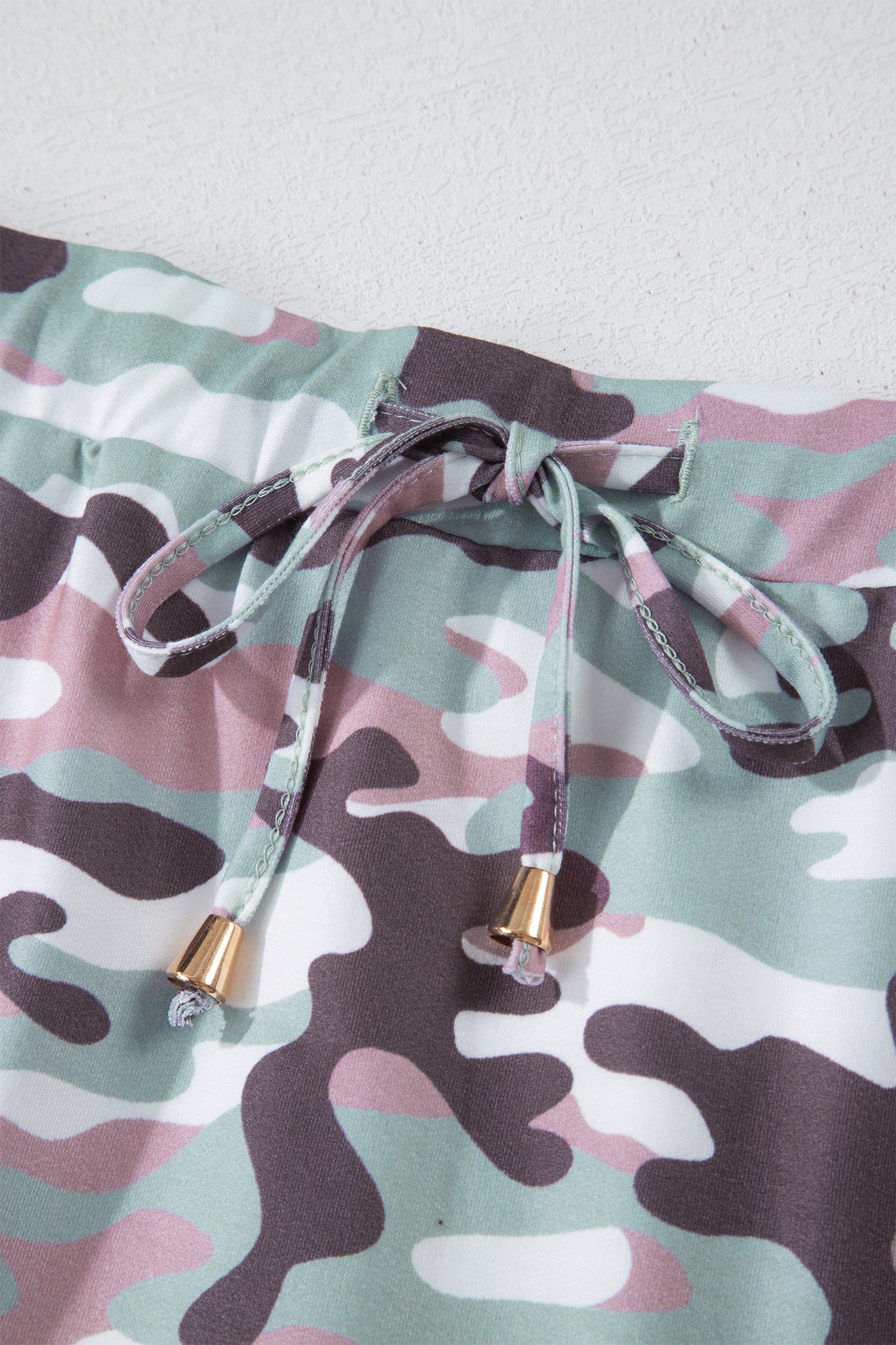 Camouflage Everyday Print Drawcord Mini Skort in Green