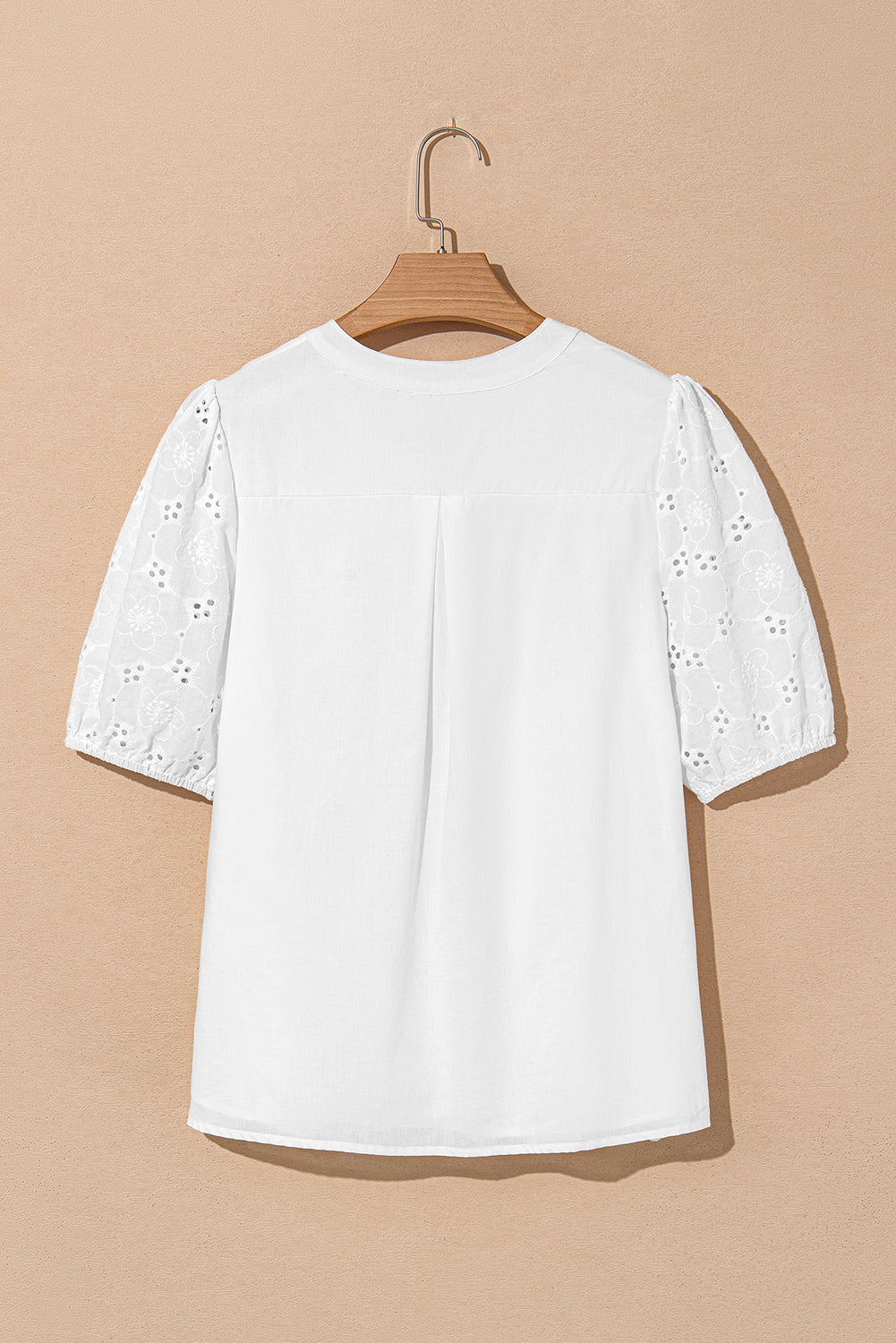 Lace Crochet V-Neck Half Sleeve Embroidery Button Down Blouses Everyday Shirts