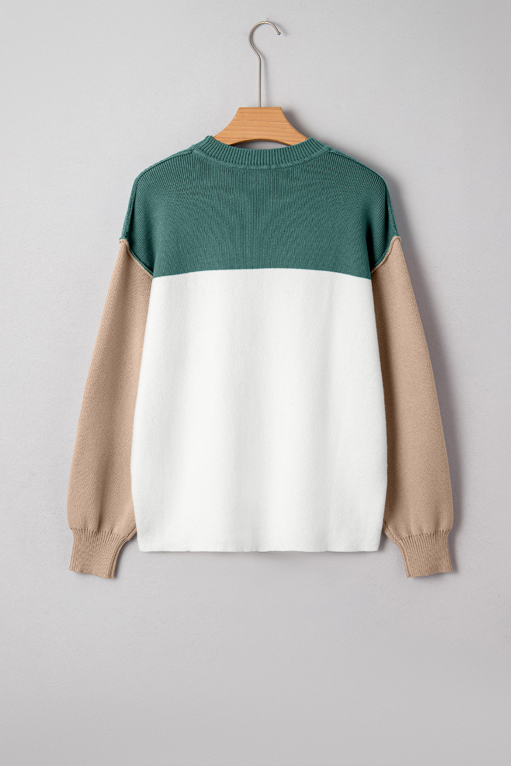 Plain Rib-Knit Colorblock Rib-Knit Knit Baggy Knit Top
