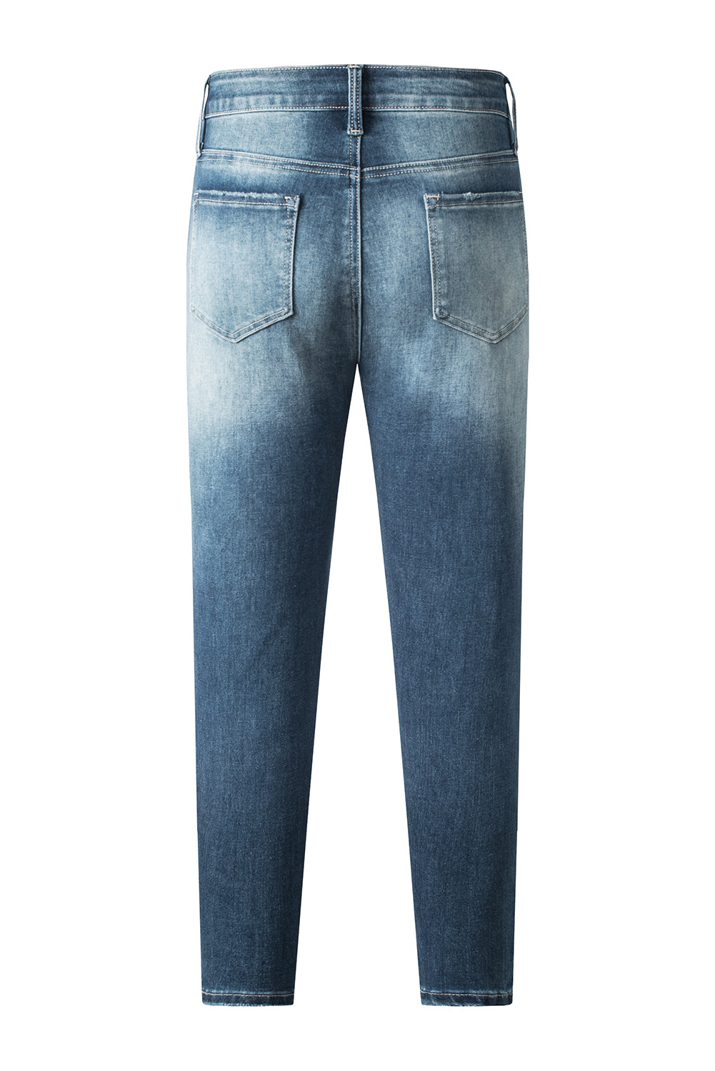 Jean skinny déchiré bleu effet vieilli