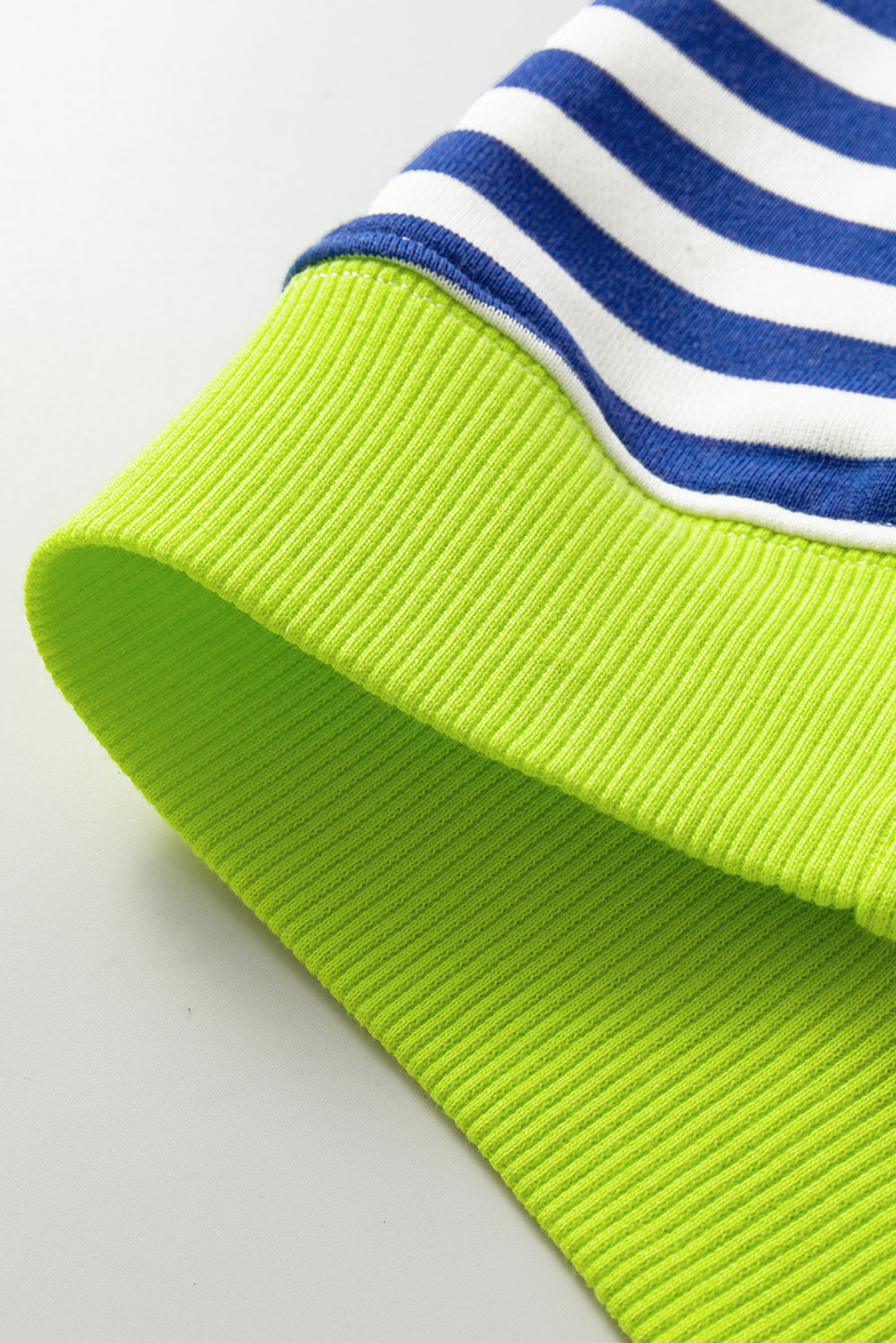 Striped Contrast Rib-Knit Trim Crossed Stitch Drop-Shoulder Sweatshirt Style