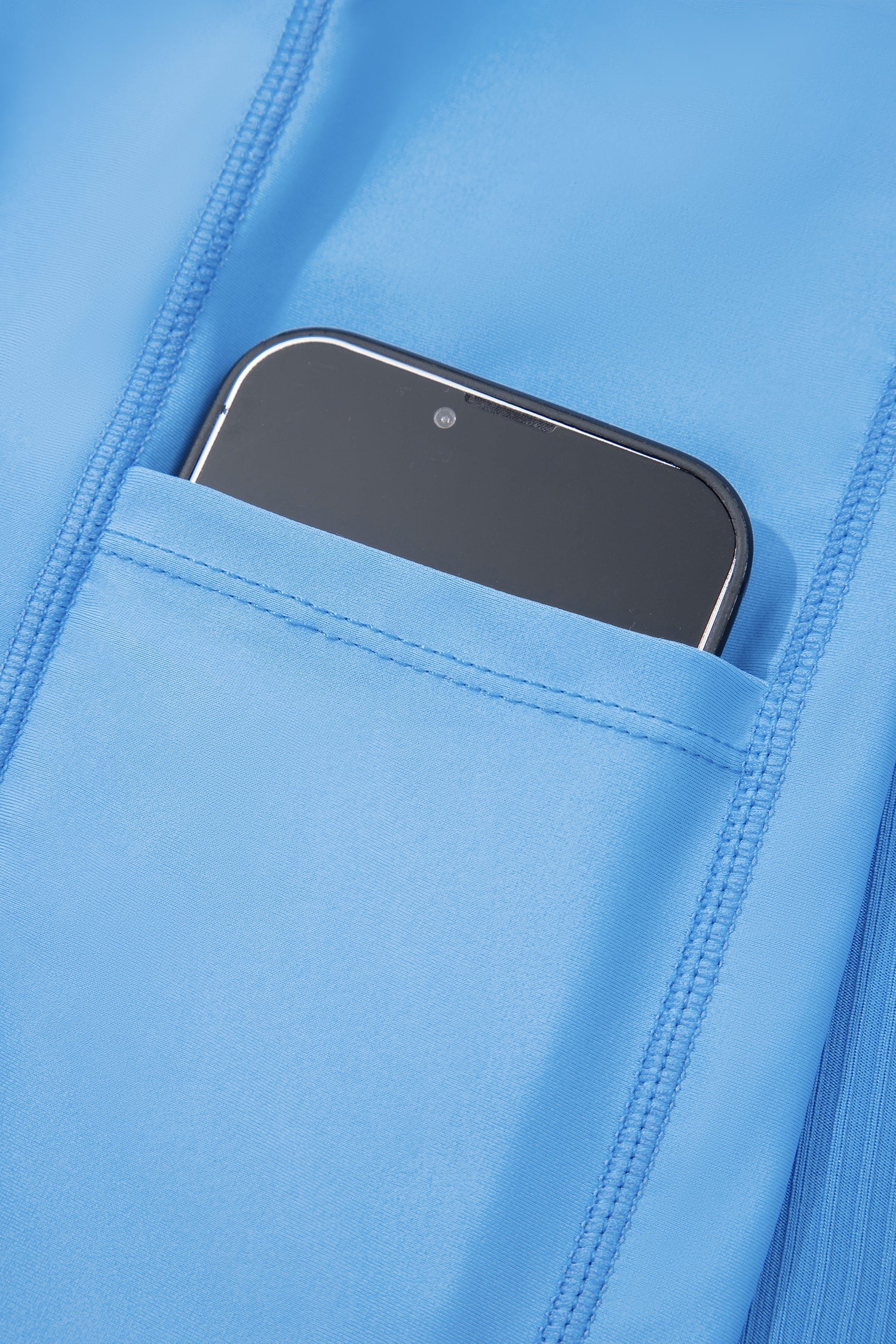 Dusk Edge Blue Colorblock Rib-Knit Pocket-Detail Lined Swim Dress