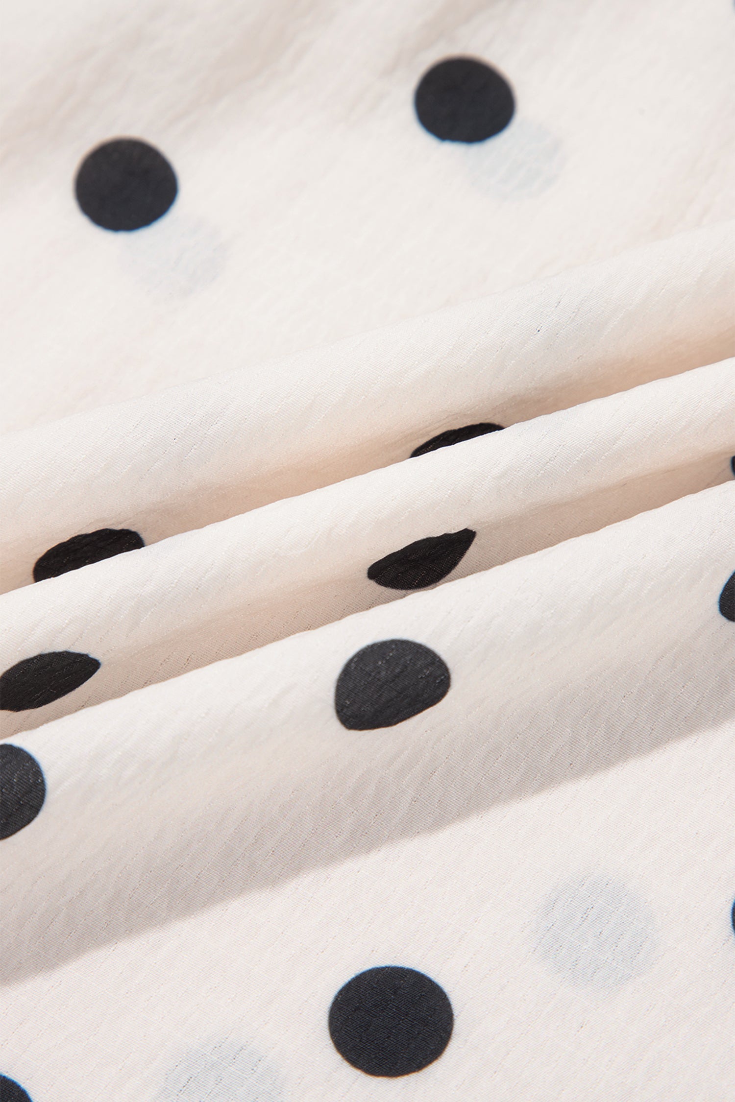 Polka-Dot Maxi Ruffled Slit Skirt in White