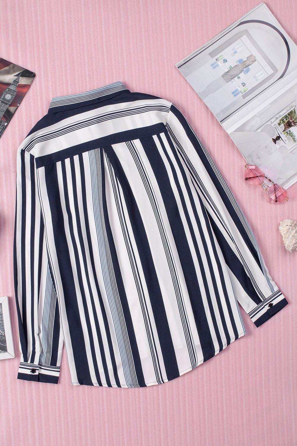Women's Shirt with Navy Striped Contemporary Women