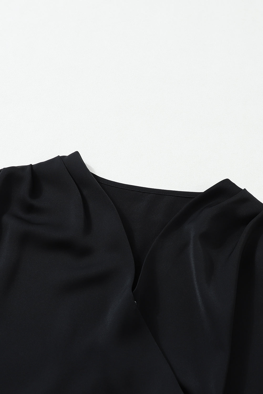 Women's Blouse with Surplice Neck Shirred Cuffs Draped