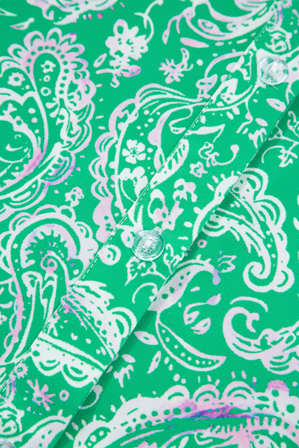 Paisley Mini Print Long-Sleeved Dress in Green