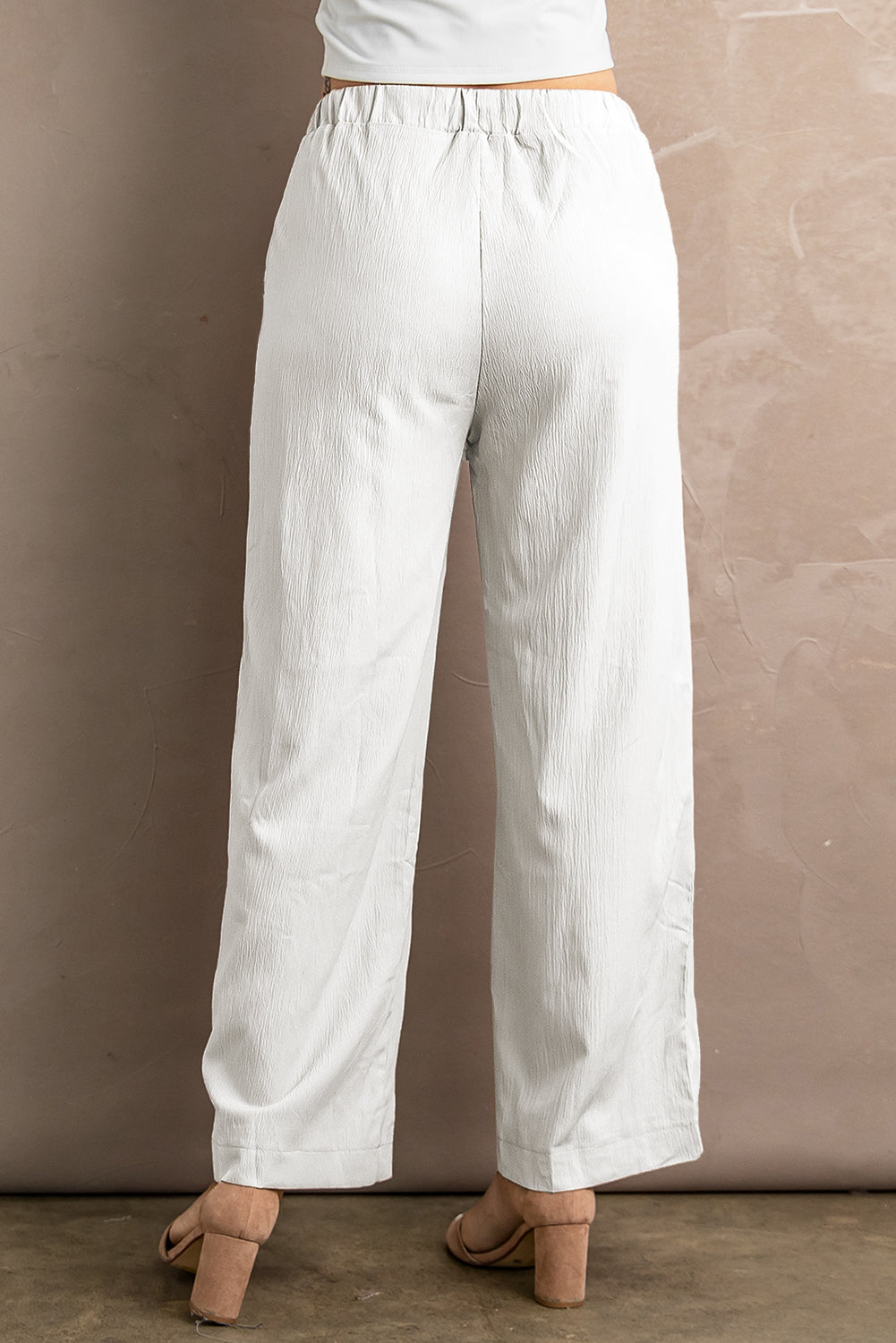Women's Waist Crinkled Wide Leg Pants