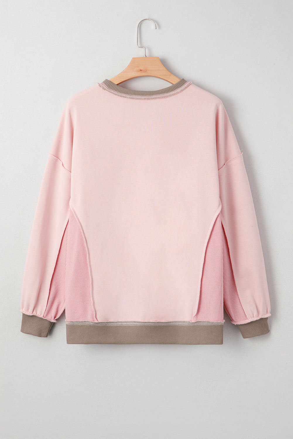 Colorblock Waffle Mix Texture Patchwork Oversize Sweatshirt