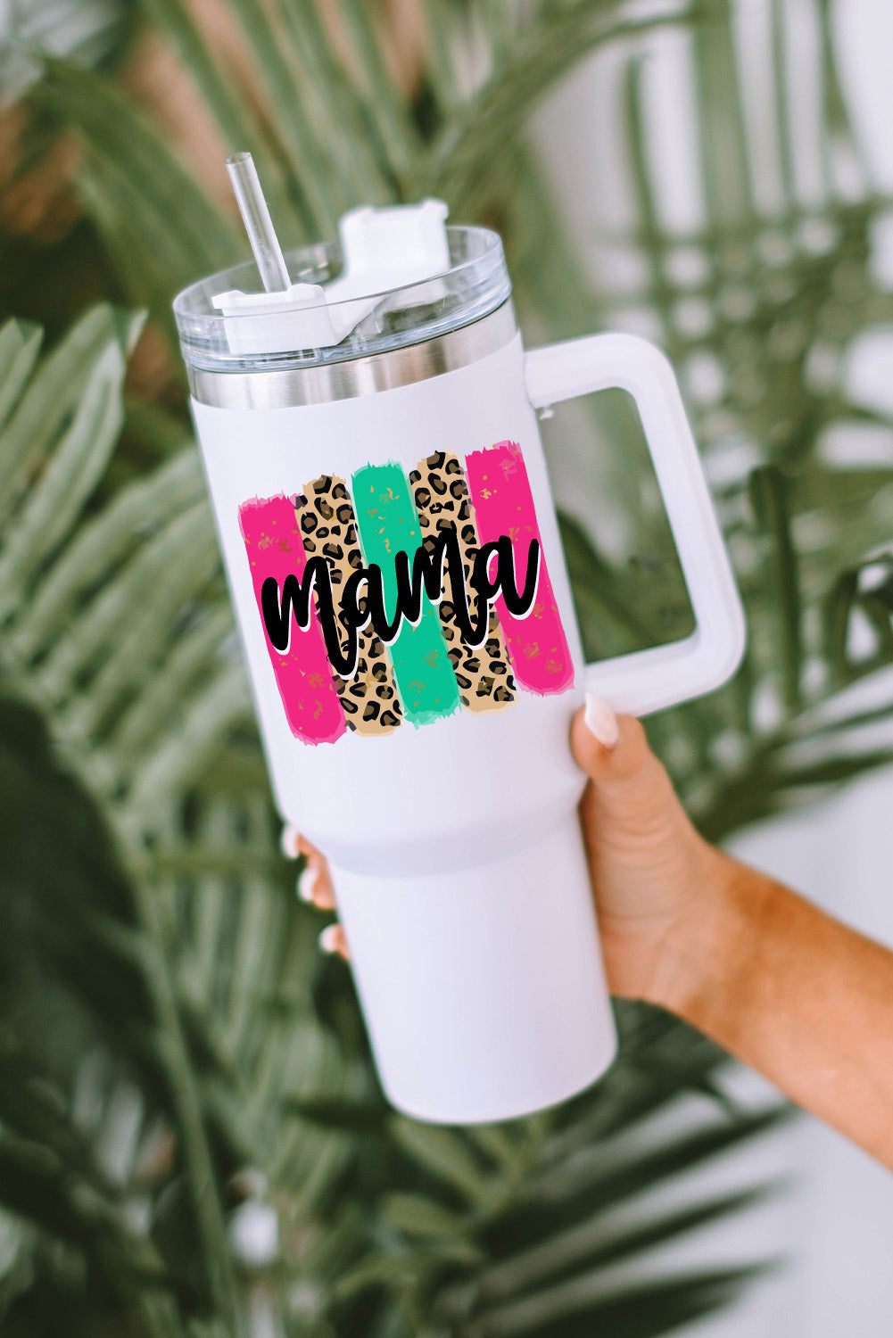 mama Leopard Colorblock Handle Portable Cup 40oz