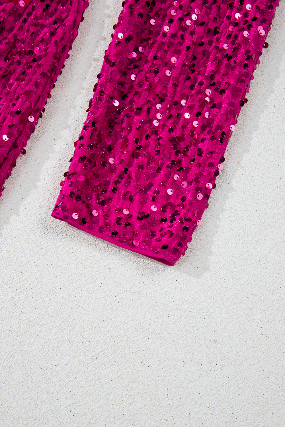 Pitaya Pink Velvet Sequin Long-Sleeved V-Neck Wrapped Party Mini Dress