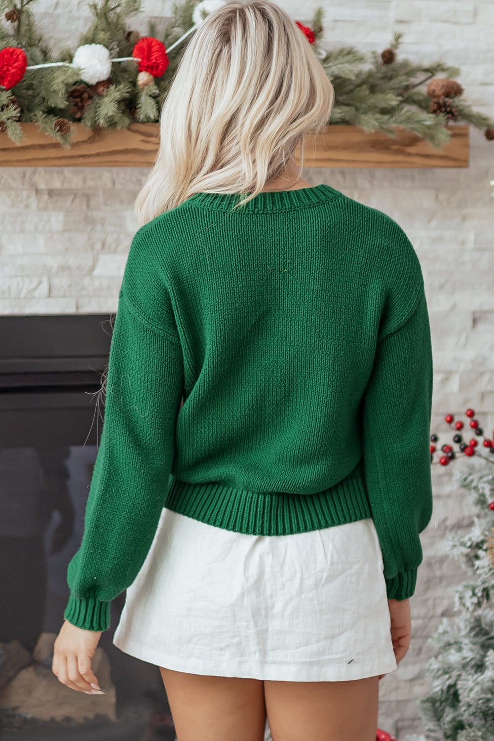 Graphic Plaid Bow Christmas Knit Top