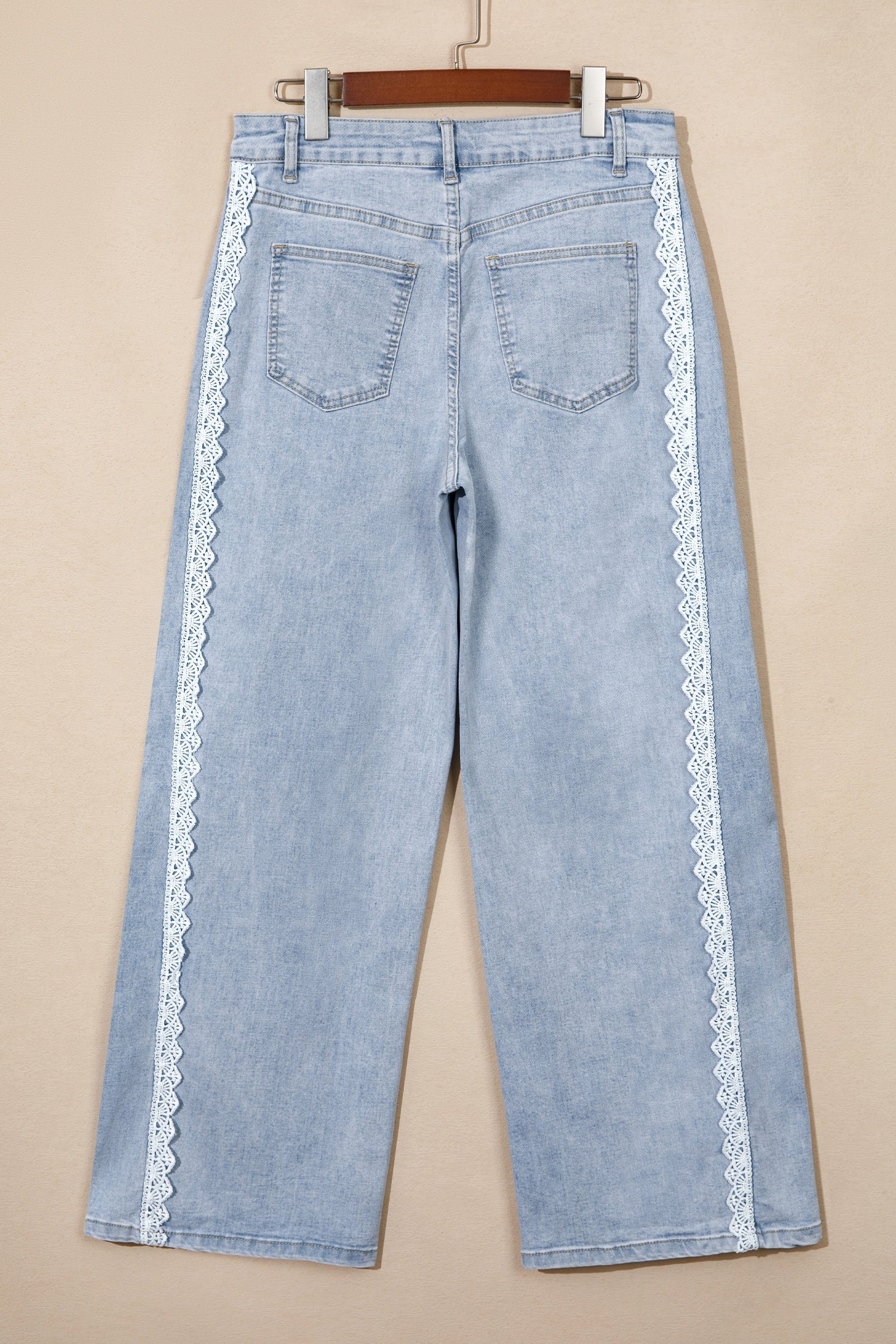 Lace Trim Everyday Full-Length Timeless Fit Jeans in Beau Blue