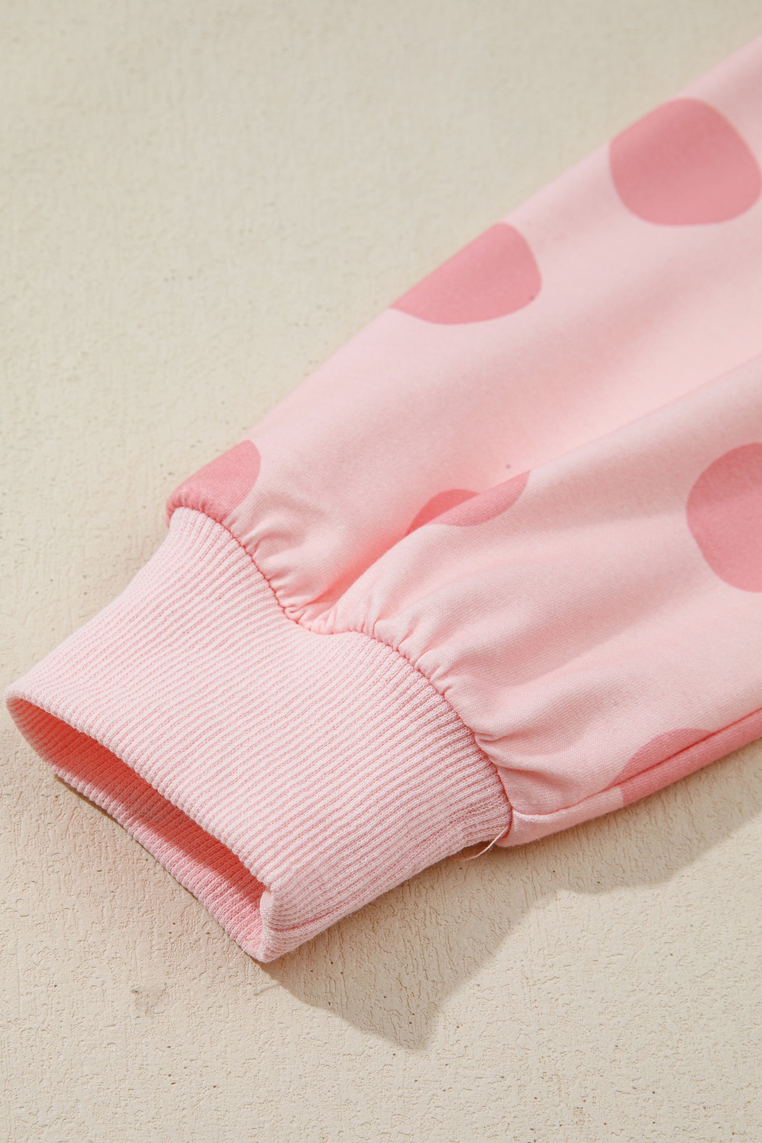 Polka-Dot Flared Printed Long-Sleeved Mini Dress in Pink