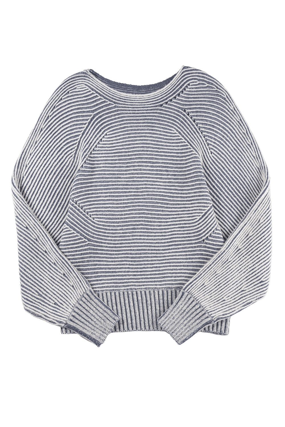 Print Rib-Knit Striped Rib-Knit Knit Boat Neck Baggy Knit Top
