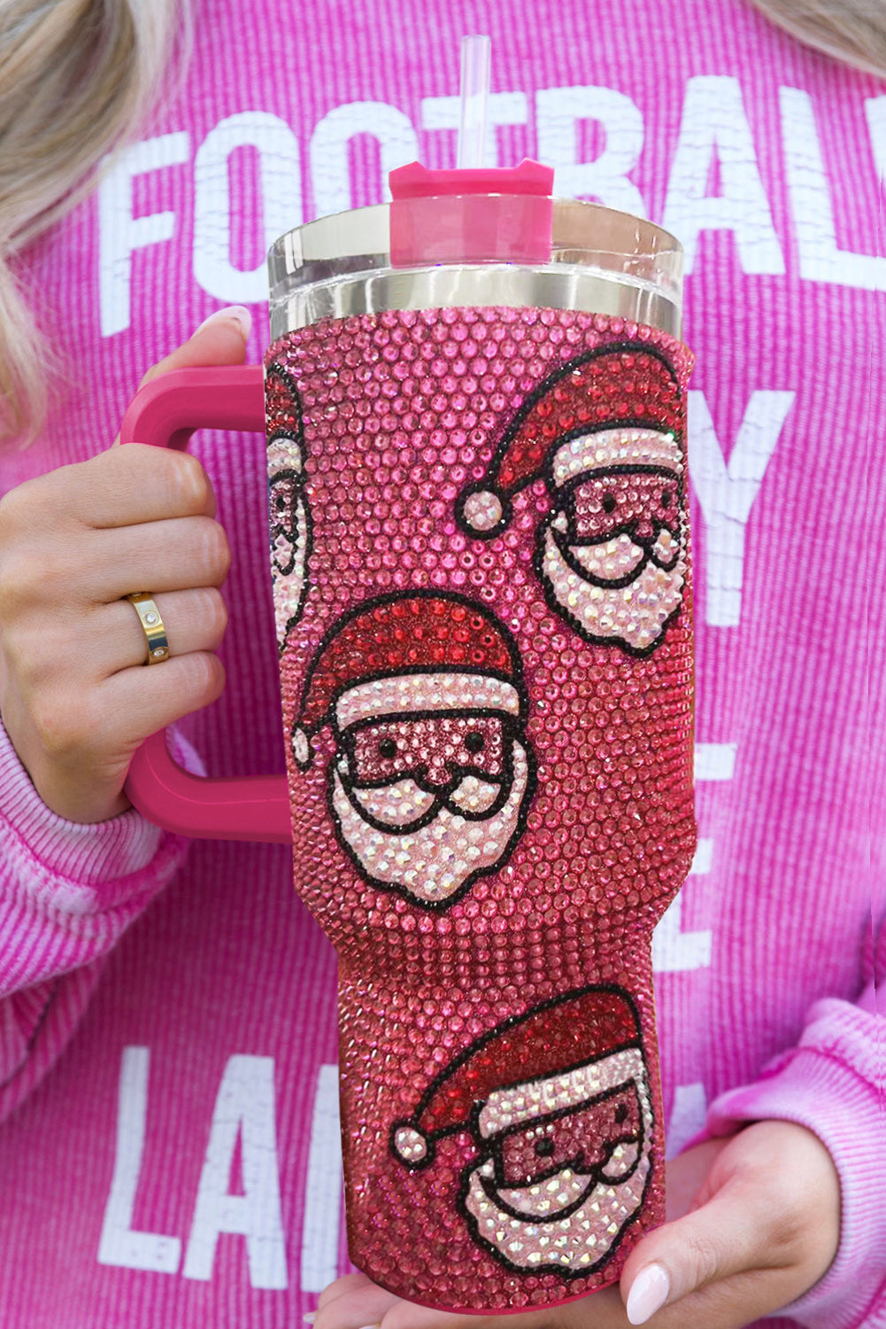Christmas Diamond Santa Claus Thermos Cup with Straw 40oz Style