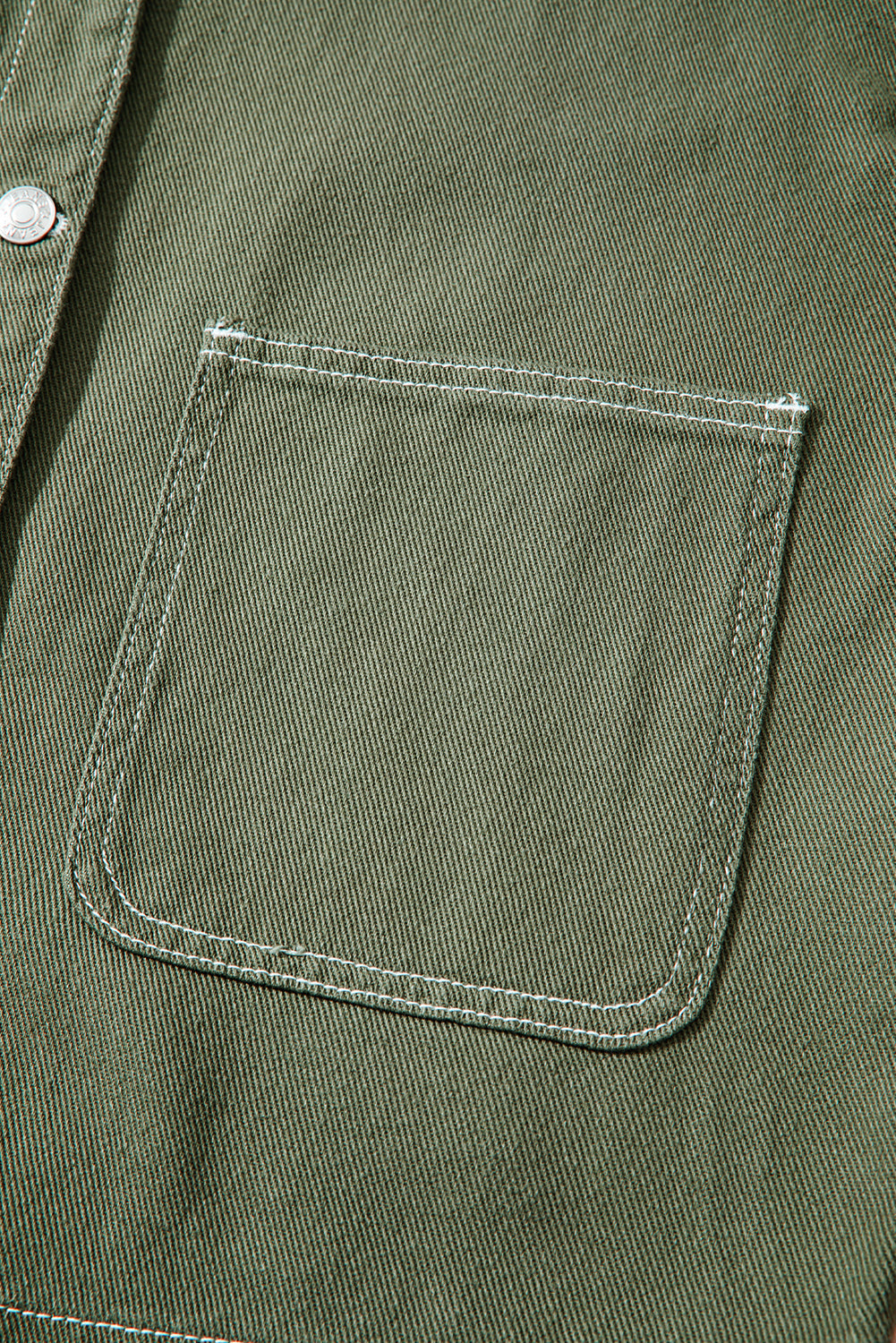 Collared Patched Pocket Button Front Boyfriend Denim Jacket