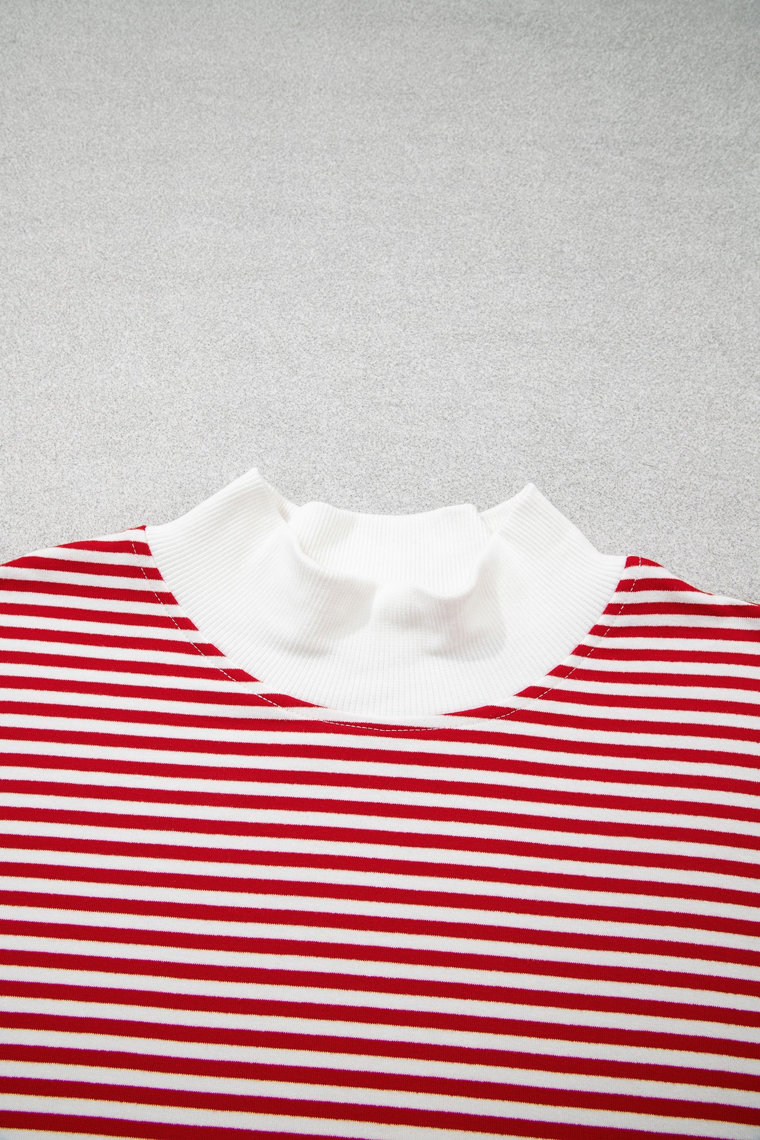 Stripe Sweatshirt Oversize Mock-Neck and Shorts Set in Red