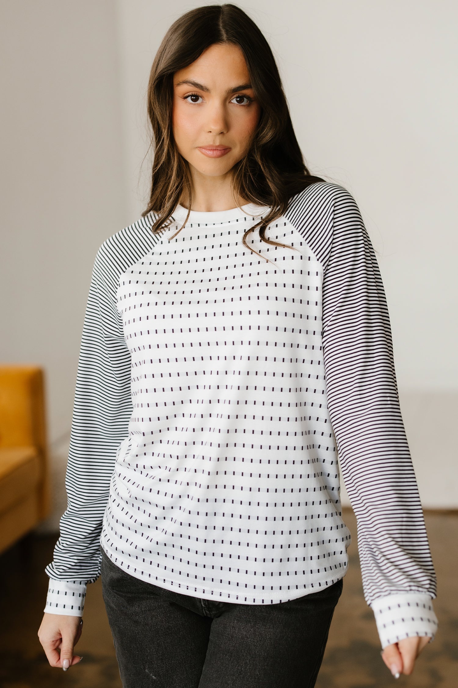 Raglan Patchwork Long-Sleeved Tee