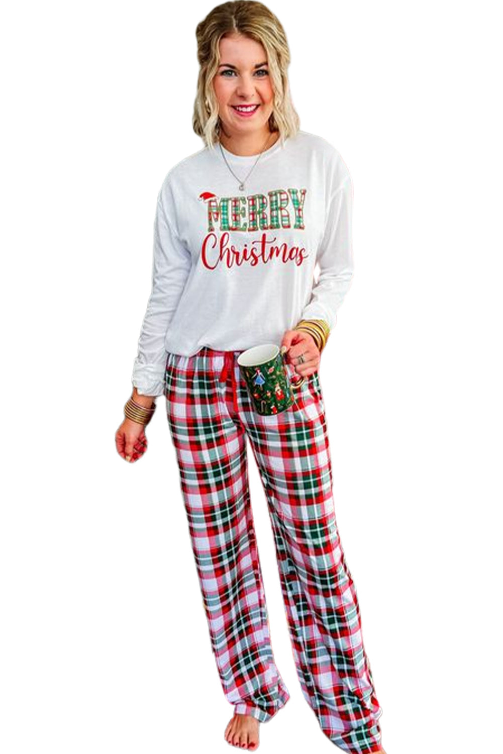 Merry Print Christmas Plaid 2-Piece Lounge Set