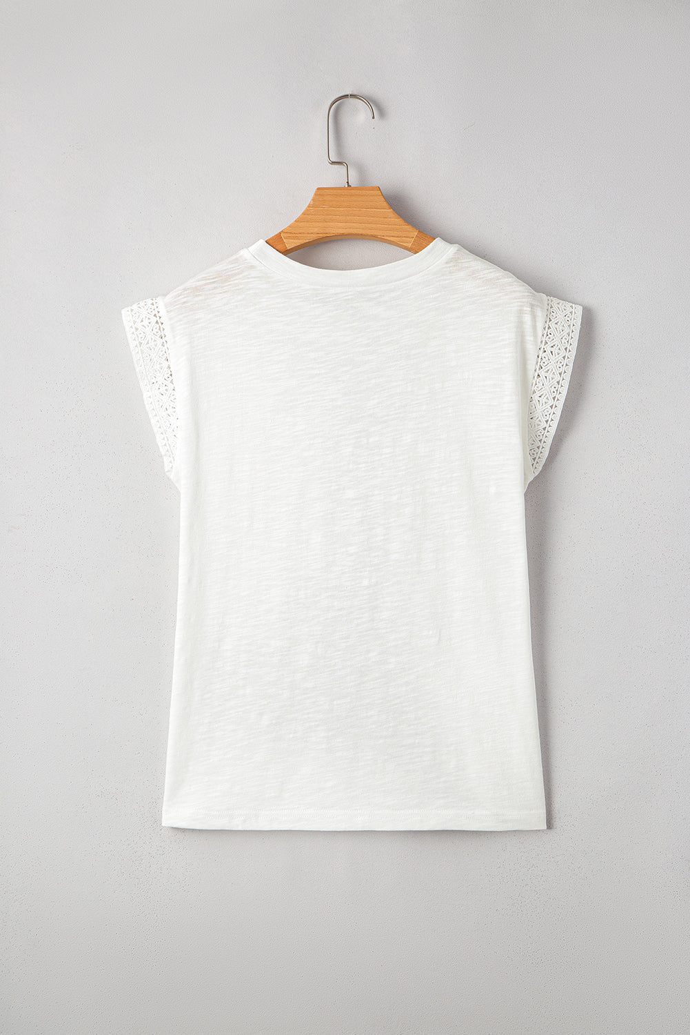 Patchwork Cap Lace Cap Sleeve Round-Neck T Shirt