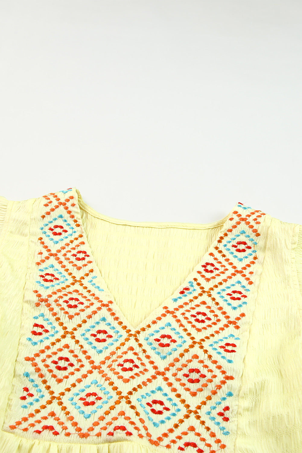 Women's Top with Yellow Geometric Ruffles