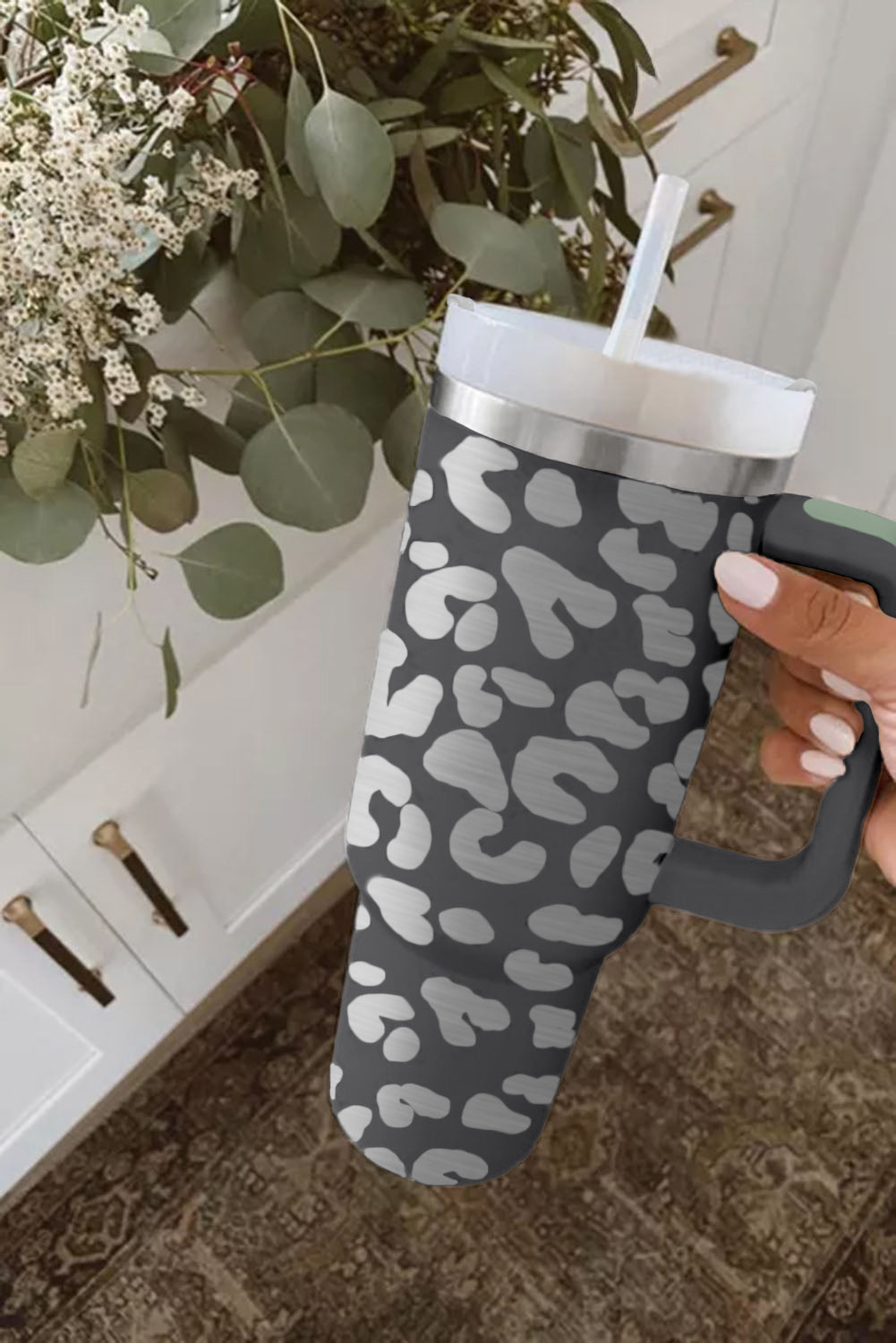 Stainless Leopard-Print 40OZ Steel Portable Cup with Handle