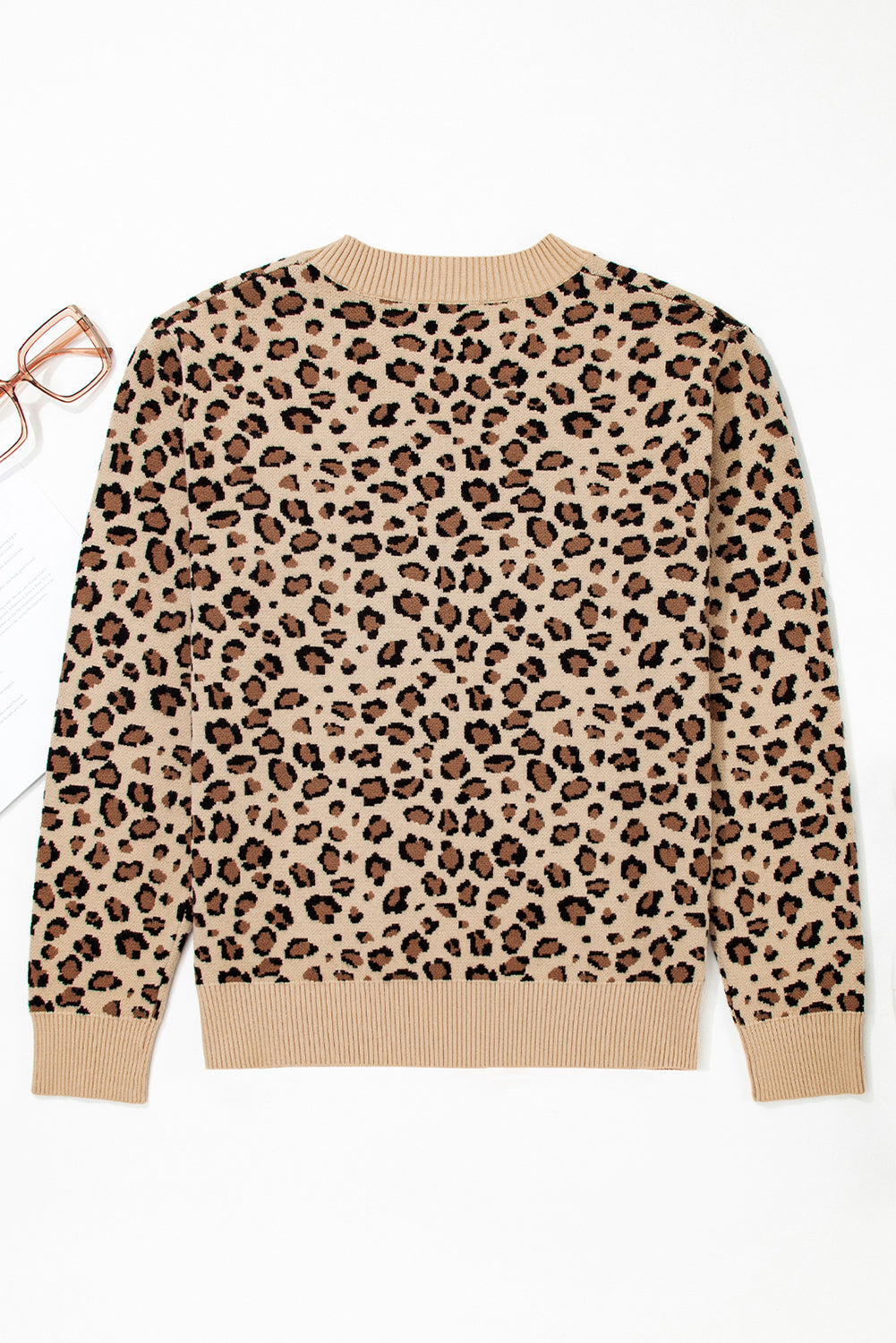 Leopard-Print Dolman Sleeve Knit Top