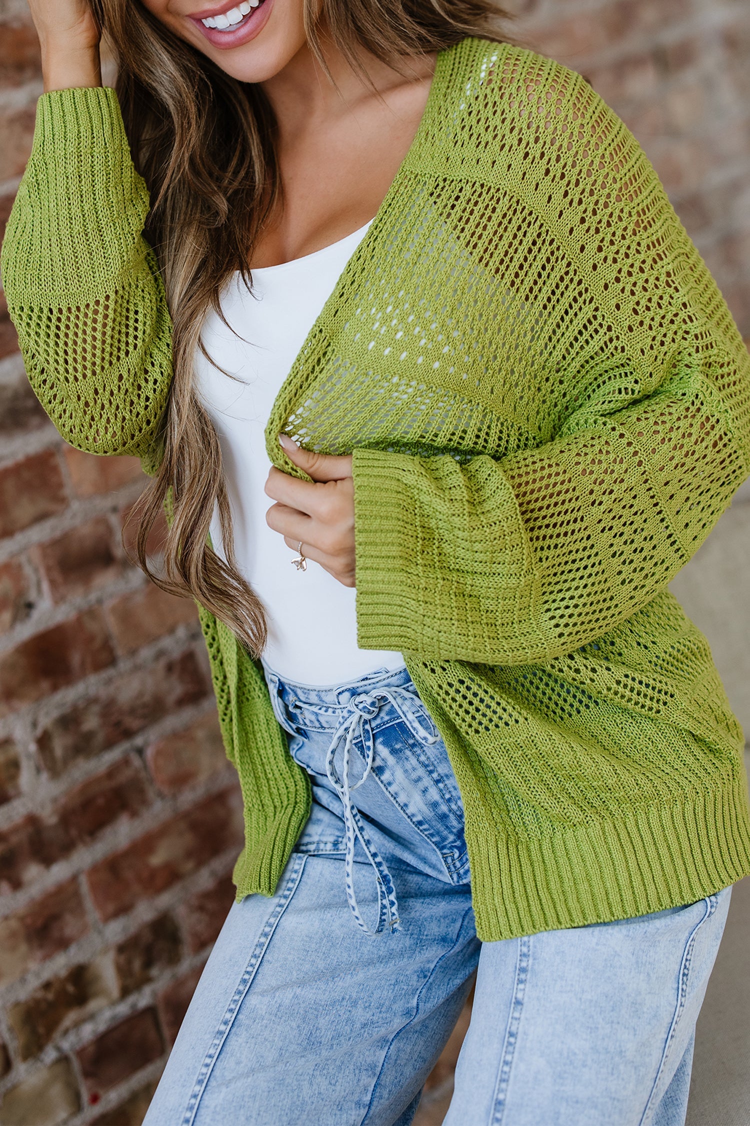 Oversize Crochet Knit Open Cardigan